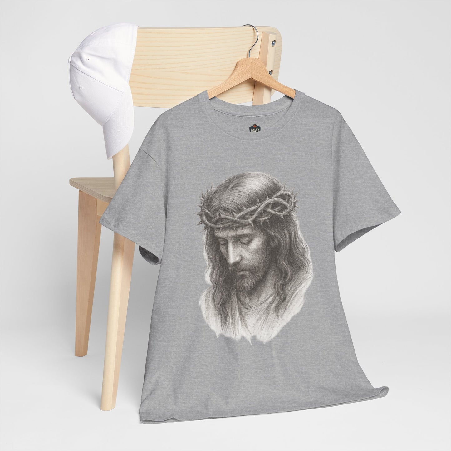 Jesus Crown of Thorns Unisex Heavy Cotton Tee, Faith T-Shirt, Christ Shirt, Religious Gift, Christian Apparel