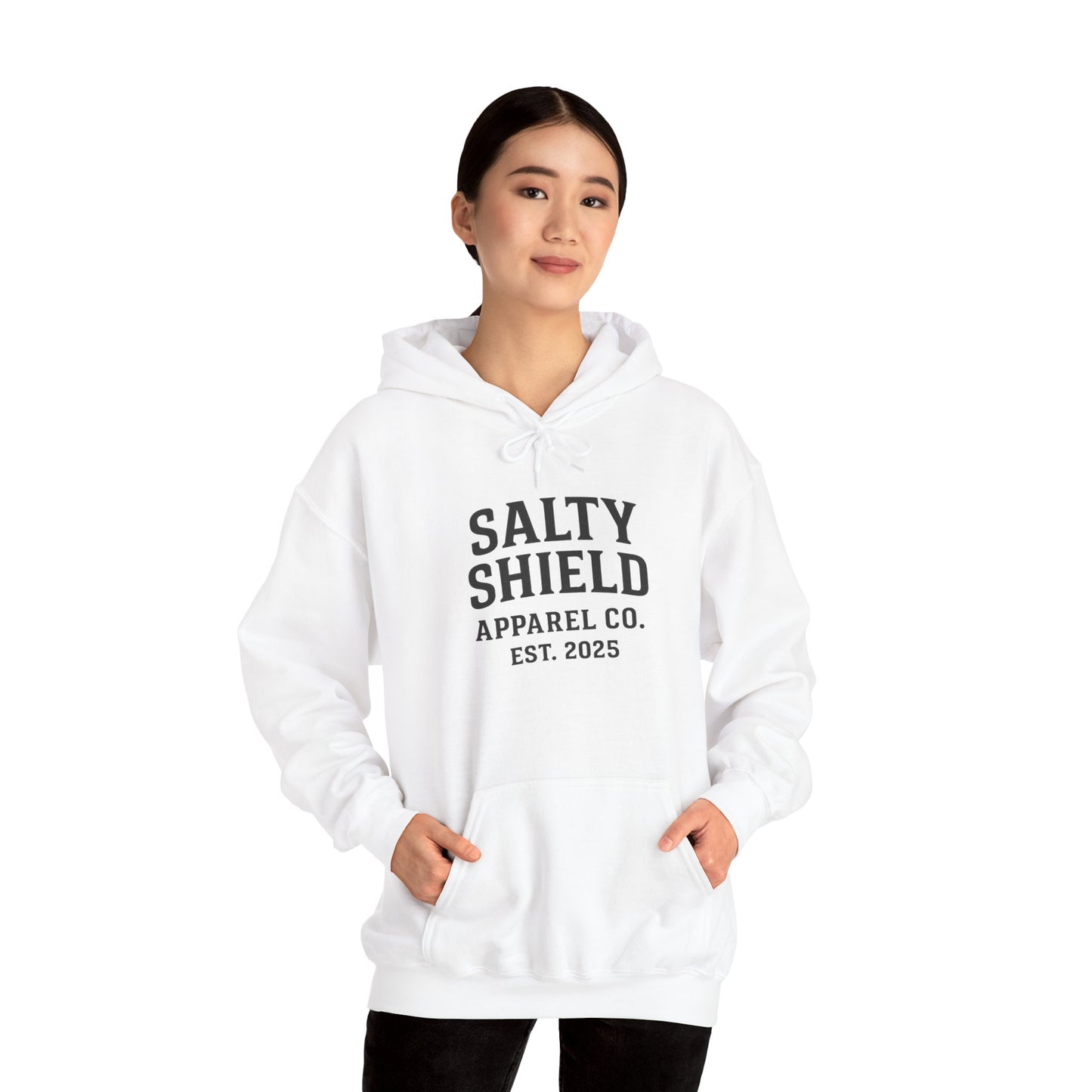 Salty Shield University Hoodie - Cozy Unisex Sweatshirt, Perfect for Casual Days, Gift for Friends, Summer Beach Vibes, Year-Round Comfort