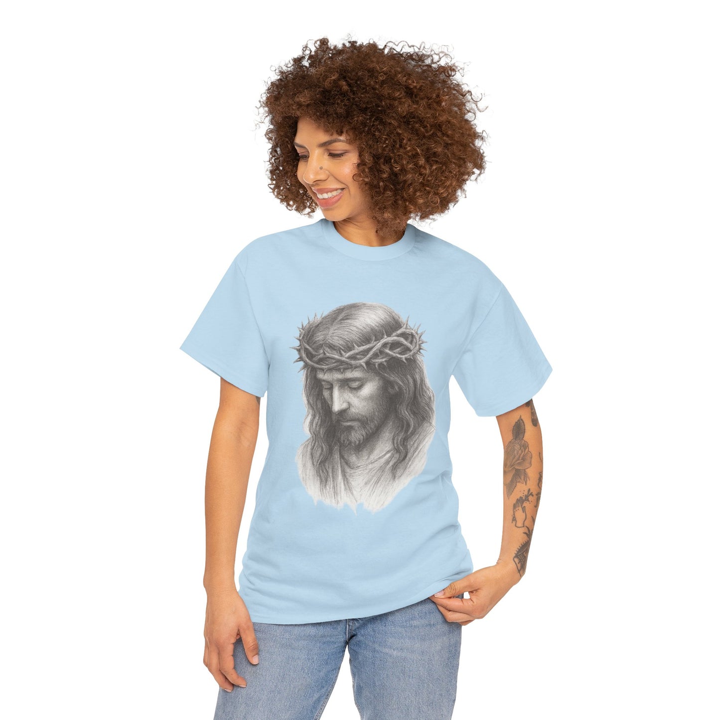 Jesus Crown of Thorns Unisex Heavy Cotton Tee, Faith T-Shirt, Christ Shirt, Religious Gift, Christian Apparel