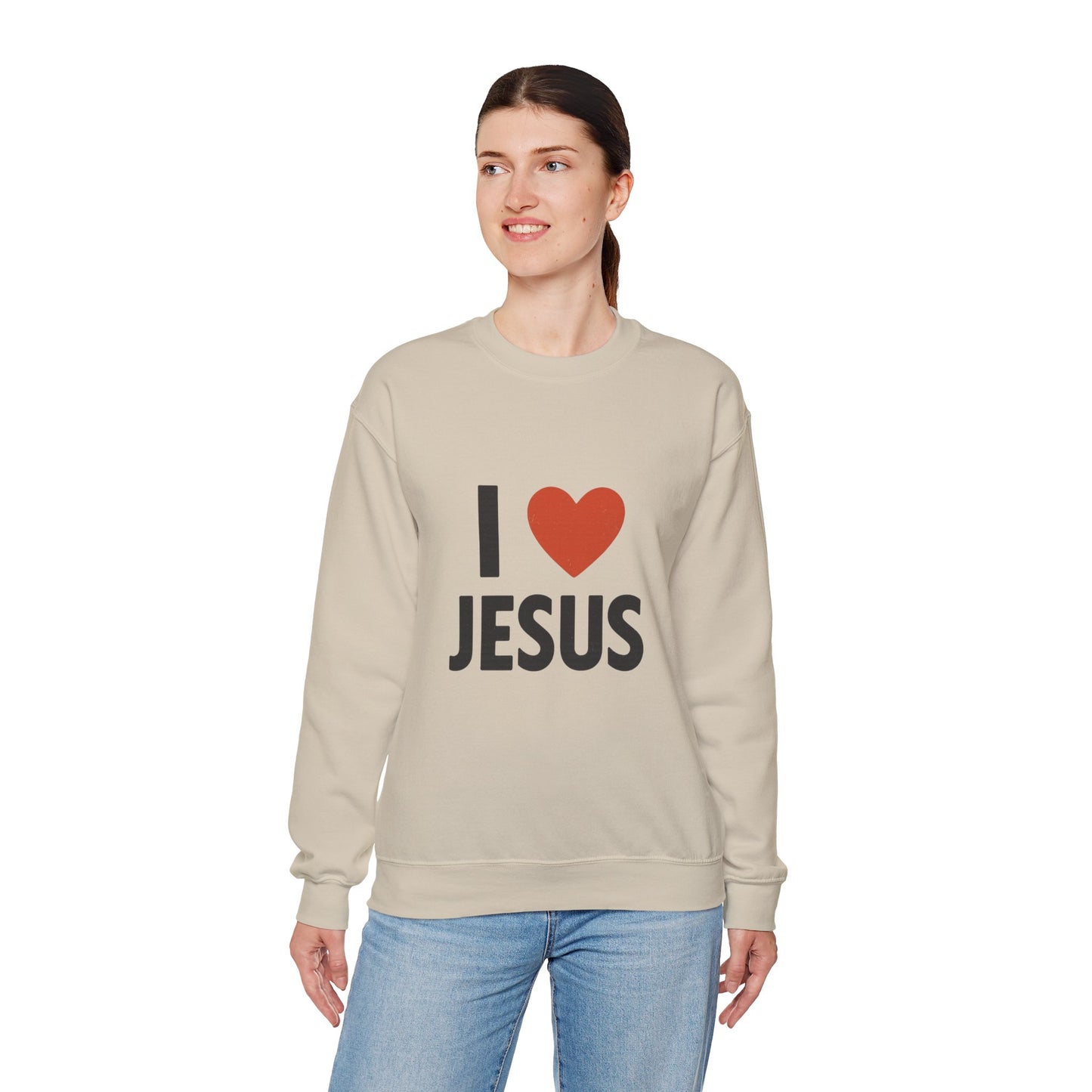 Religious Sweatshirt, Christian Crewneck Jumper, I Heart Jesus Comfy Shirt, Religious Gift, Unisex Religious Sweater, Christian Apparel