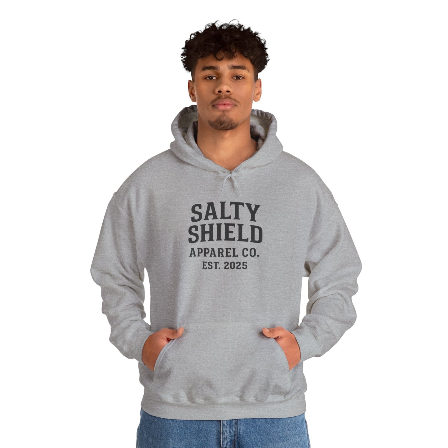 Salty Shield University Hoodie - Cozy Unisex Sweatshirt, Perfect for Casual Days, Gift for Friends, Summer Beach Vibes, Year-Round Comfort