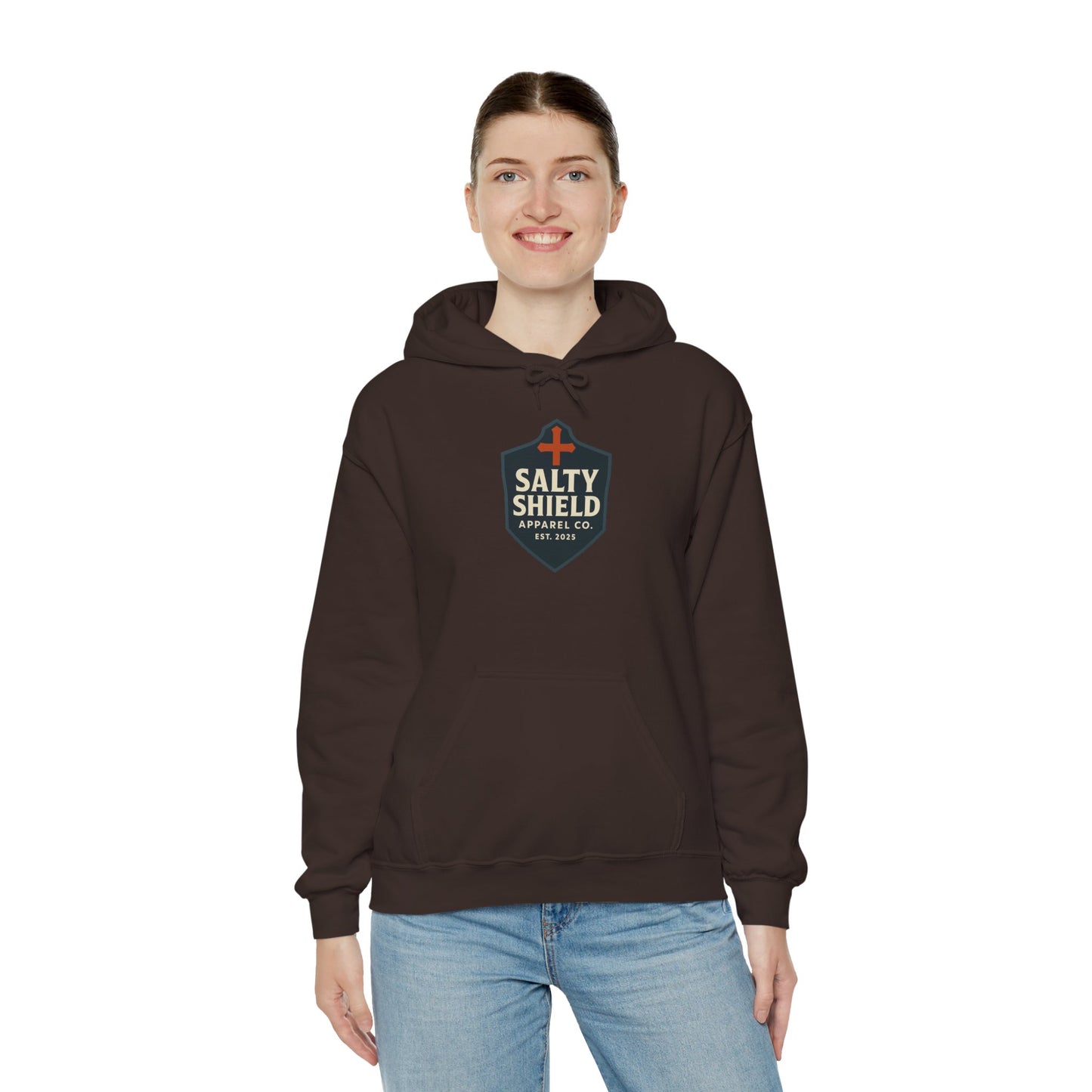 Salty Shield Unisex Hoodie, Casual Pullover, Gift for Him/Her, Cozy Sweatshirt, Everyday Wear, Christian Apparel