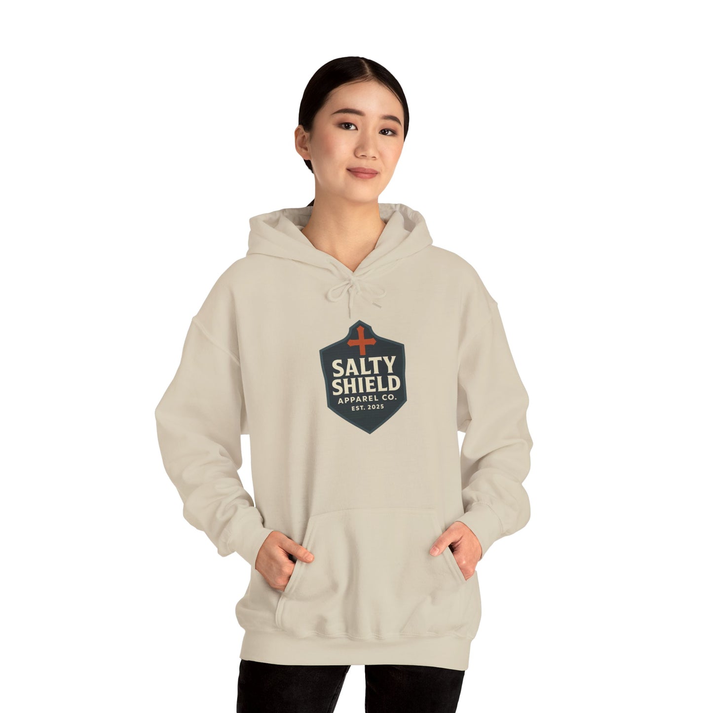 Salty Shield Unisex Hoodie, Casual Pullover, Gift for Him/Her, Cozy Sweatshirt, Everyday Wear, Christian Apparel