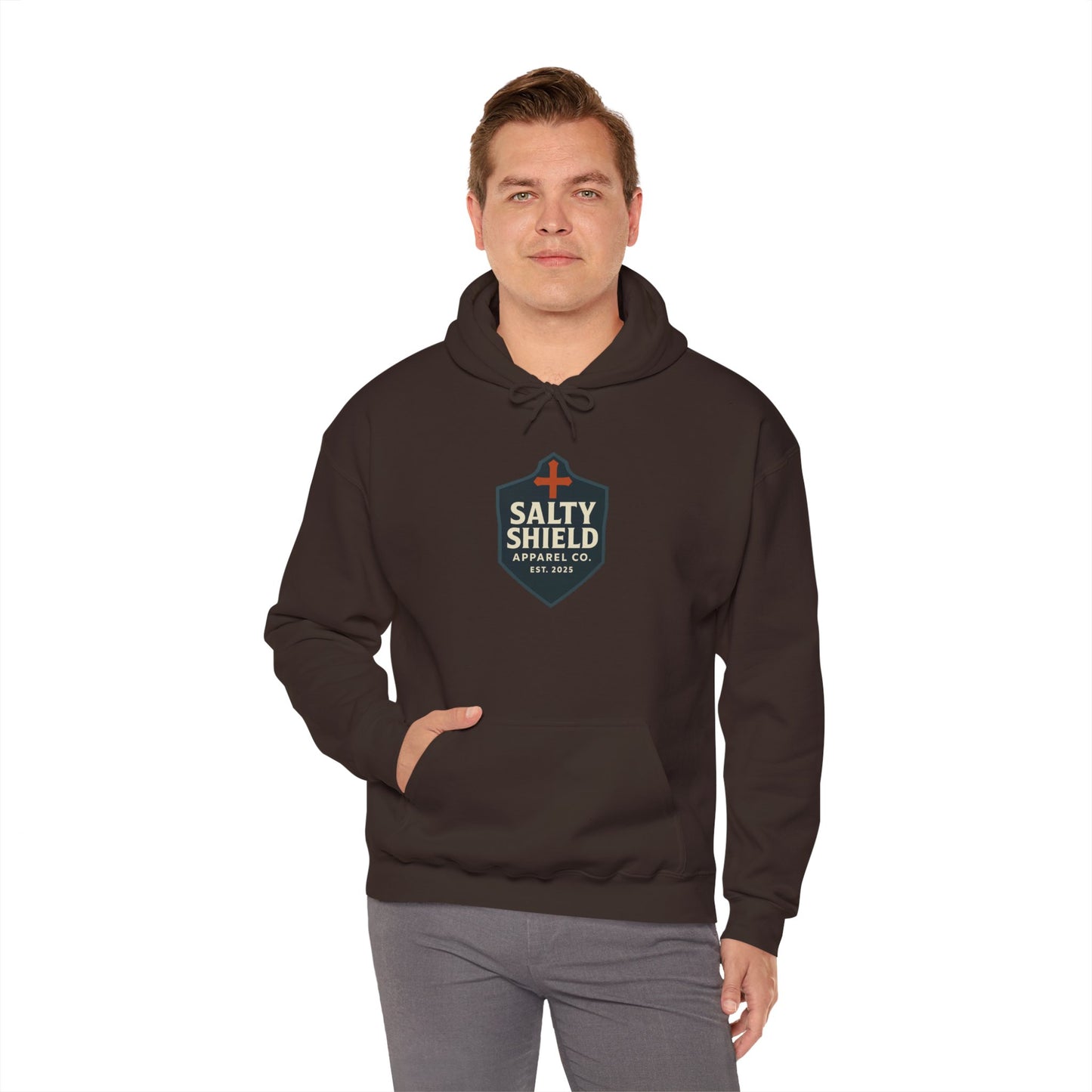 Salty Shield Unisex Hoodie, Casual Pullover, Gift for Him/Her, Cozy Sweatshirt, Everyday Wear, Christian Apparel
