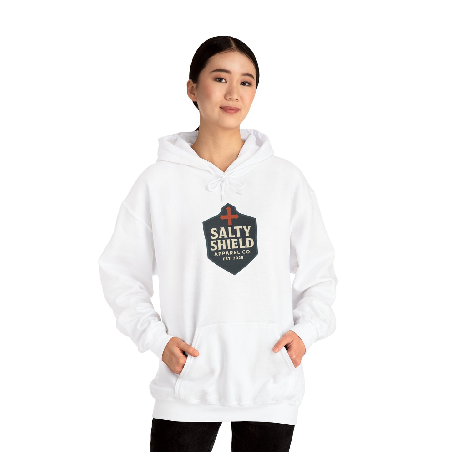 Salty Shield Unisex Hoodie, Casual Pullover, Gift for Him/Her, Cozy Sweatshirt, Everyday Wear, Christian Apparel