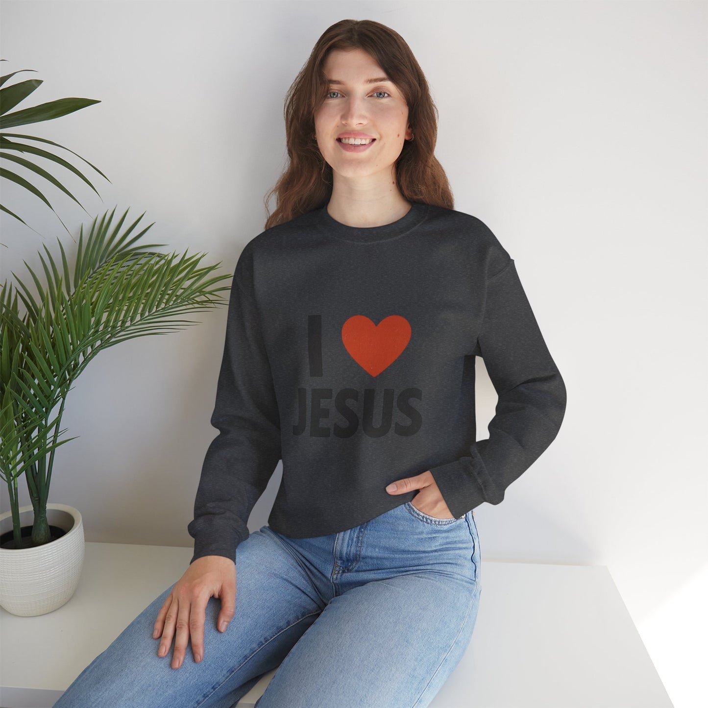 Religious Sweatshirt, Christian Crewneck Jumper, I Heart Jesus Comfy Shirt, Religious Gift, Unisex Religious Sweater, Christian Apparel