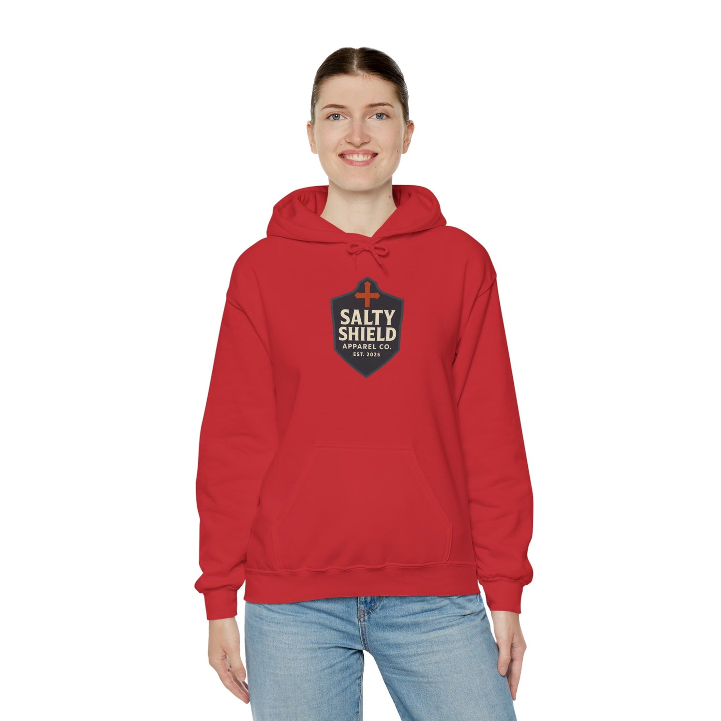 Salty Shield Unisex Hoodie, Casual Pullover, Gift for Him/Her, Cozy Sweatshirt, Everyday Wear, Christian Apparel