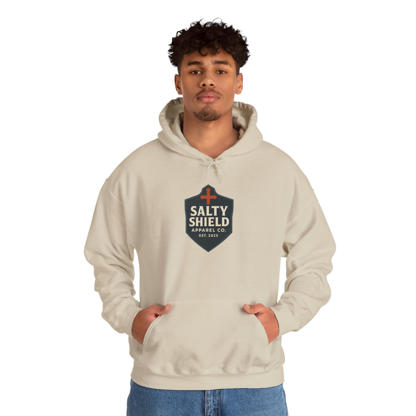 Salty Shield Unisex Hoodie, Casual Pullover, Gift for Him/Her, Cozy Sweatshirt, Everyday Wear, Christian Apparel