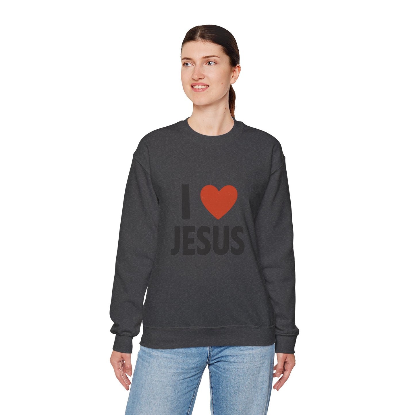 Religious Sweatshirt, Christian Crewneck Jumper, I Heart Jesus Comfy Shirt, Religious Gift, Unisex Religious Sweater, Christian Apparel