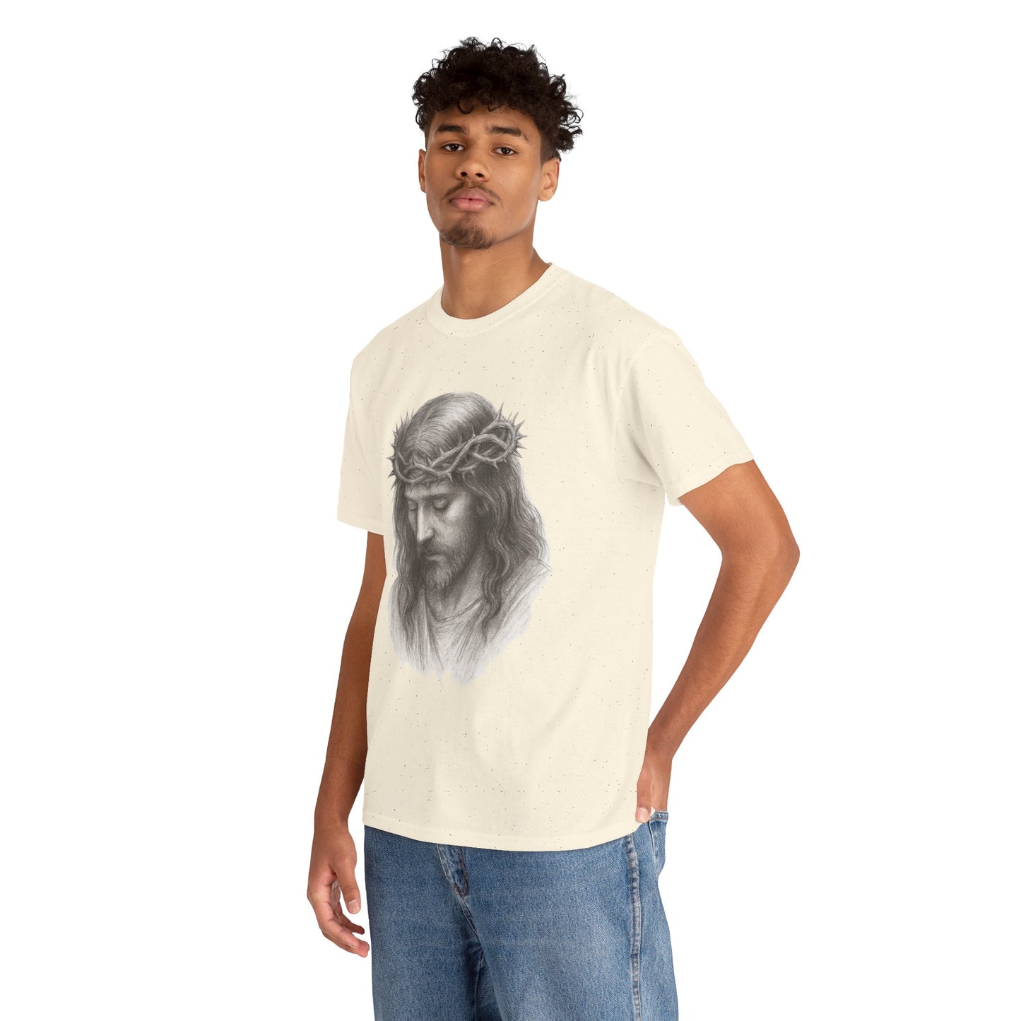 Jesus Crown of Thorns Unisex Heavy Cotton Tee, Faith T-Shirt, Christ Shirt, Religious Gift, Christian Apparel