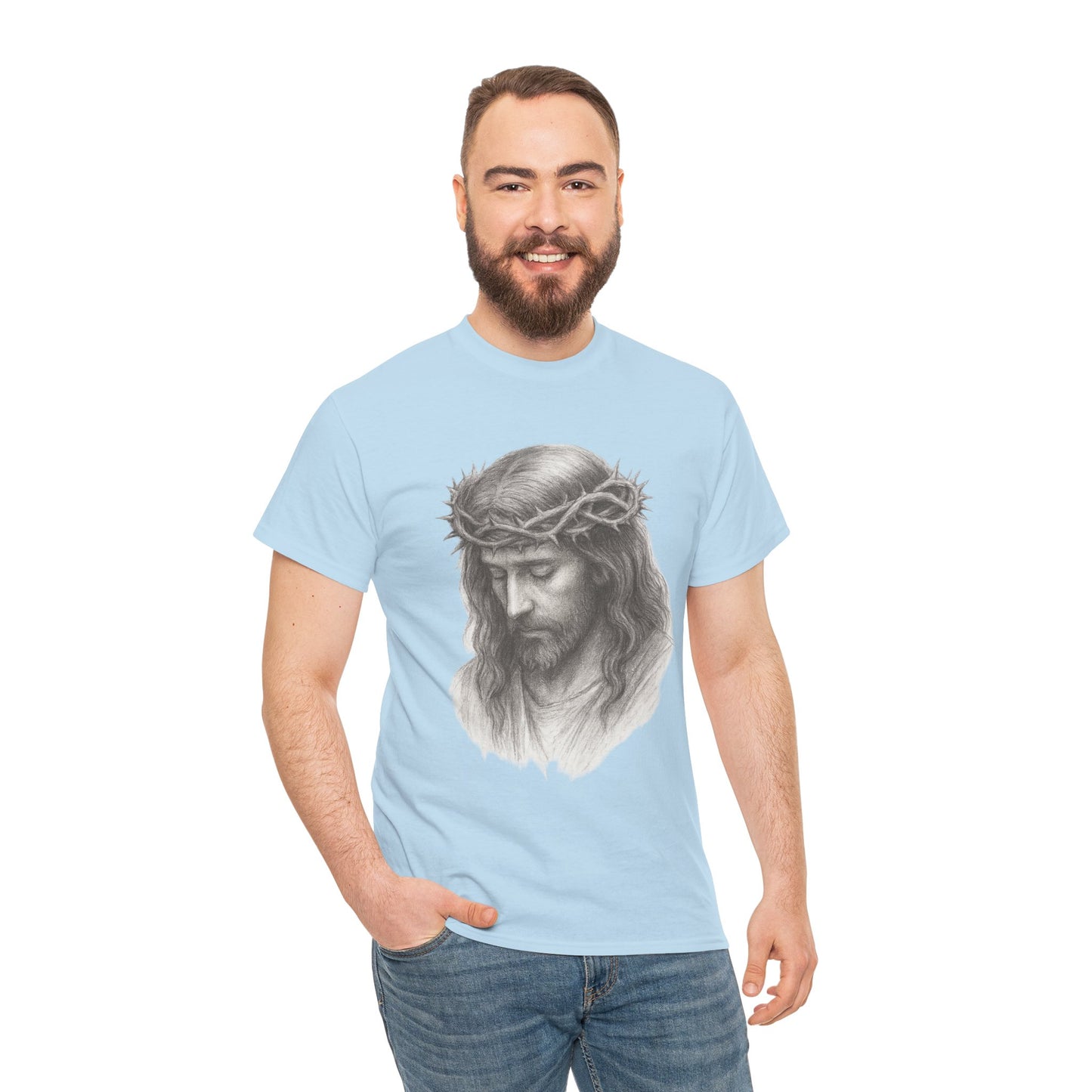 Jesus Crown of Thorns Unisex Heavy Cotton Tee, Faith T-Shirt, Christ Shirt, Religious Gift, Christian Apparel