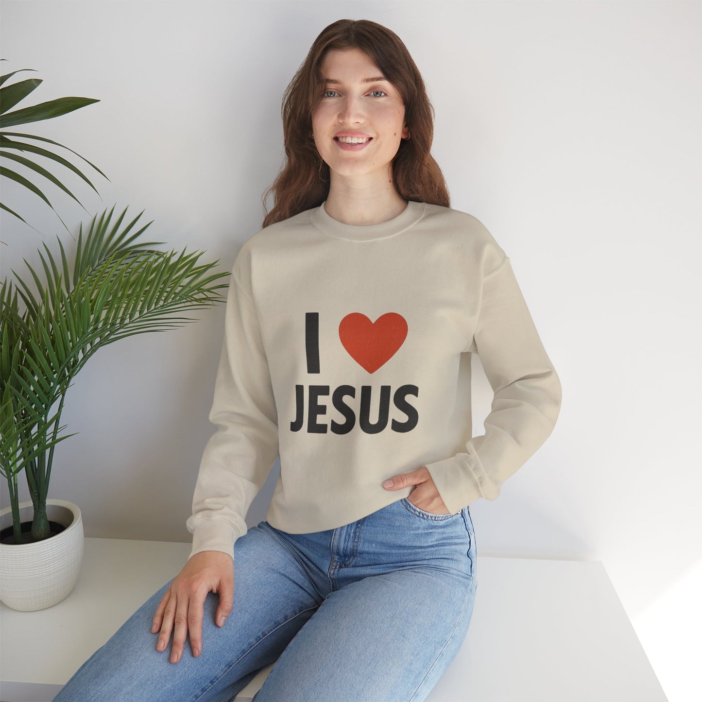 Religious Sweatshirt, Christian Crewneck Jumper, I Heart Jesus Comfy Shirt, Religious Gift, Unisex Religious Sweater, Christian Apparel