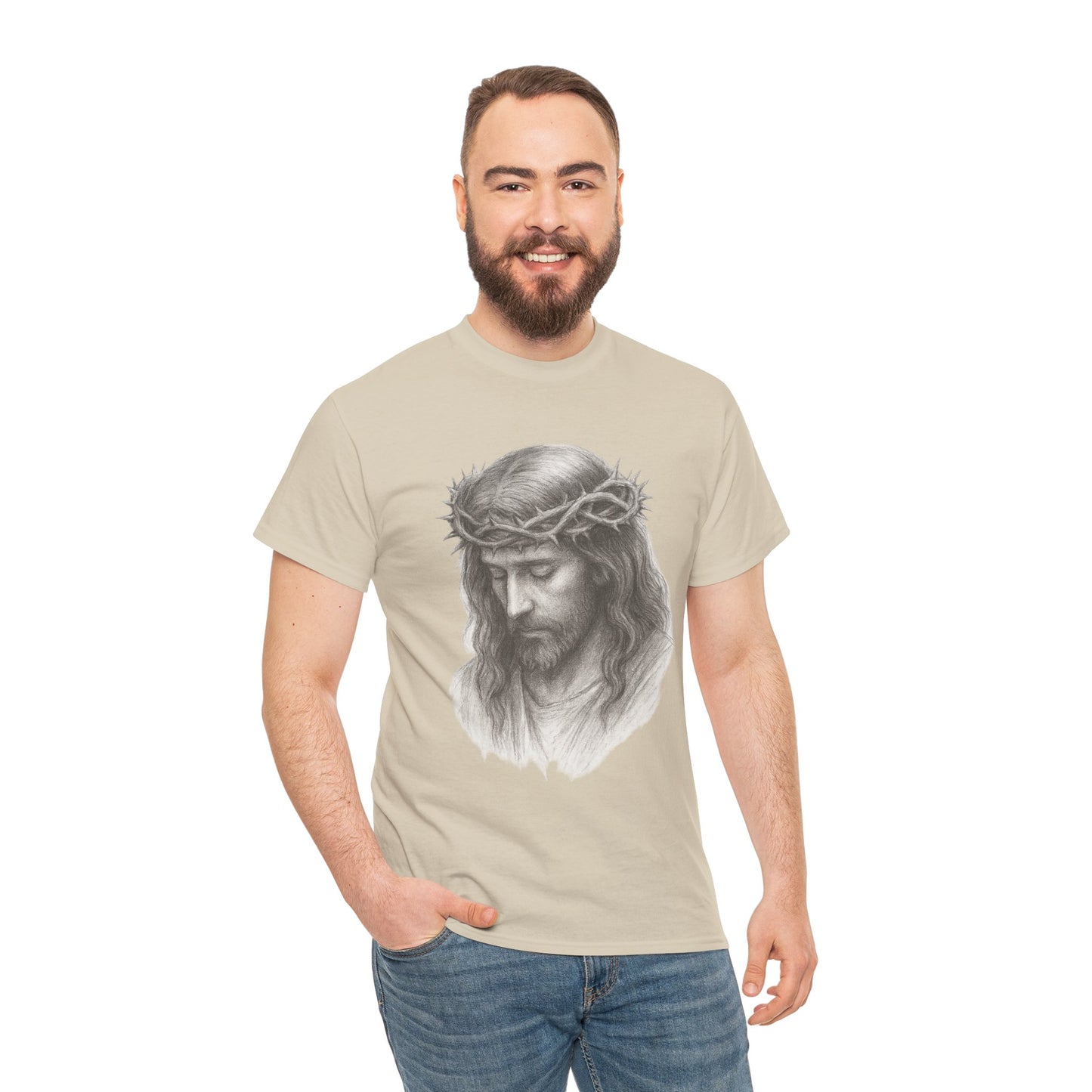 Jesus Crown of Thorns Unisex Heavy Cotton Tee, Faith T-Shirt, Christ Shirt, Religious Gift, Christian Apparel