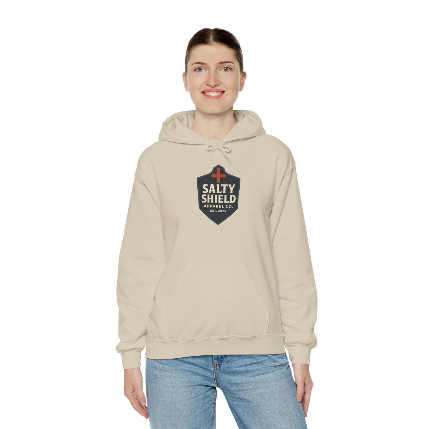 Salty Shield Unisex Hoodie, Casual Pullover, Gift for Him/Her, Cozy Sweatshirt, Everyday Wear, Christian Apparel