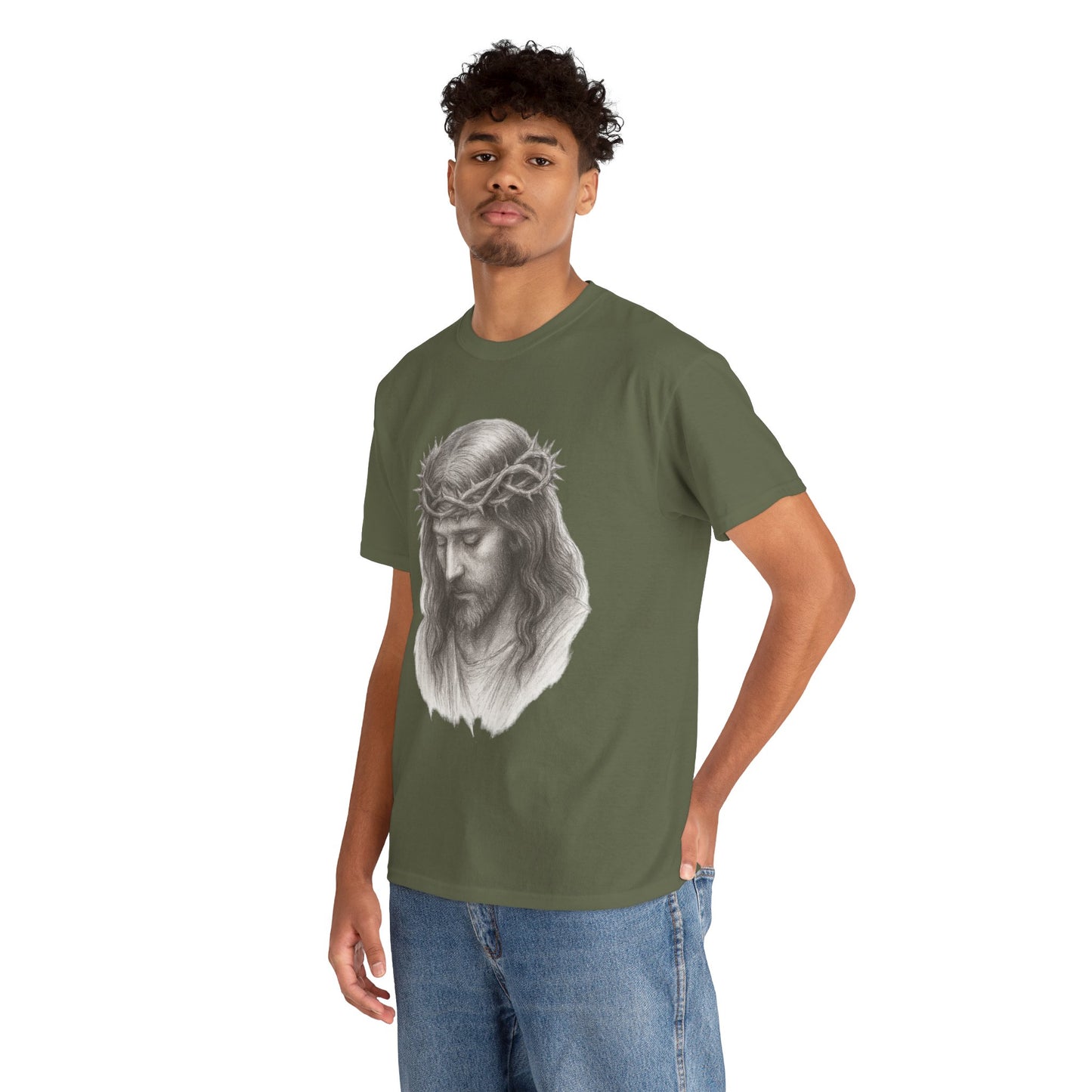Jesus Crown of Thorns Unisex Heavy Cotton Tee, Faith T-Shirt, Christ Shirt, Religious Gift, Christian Apparel