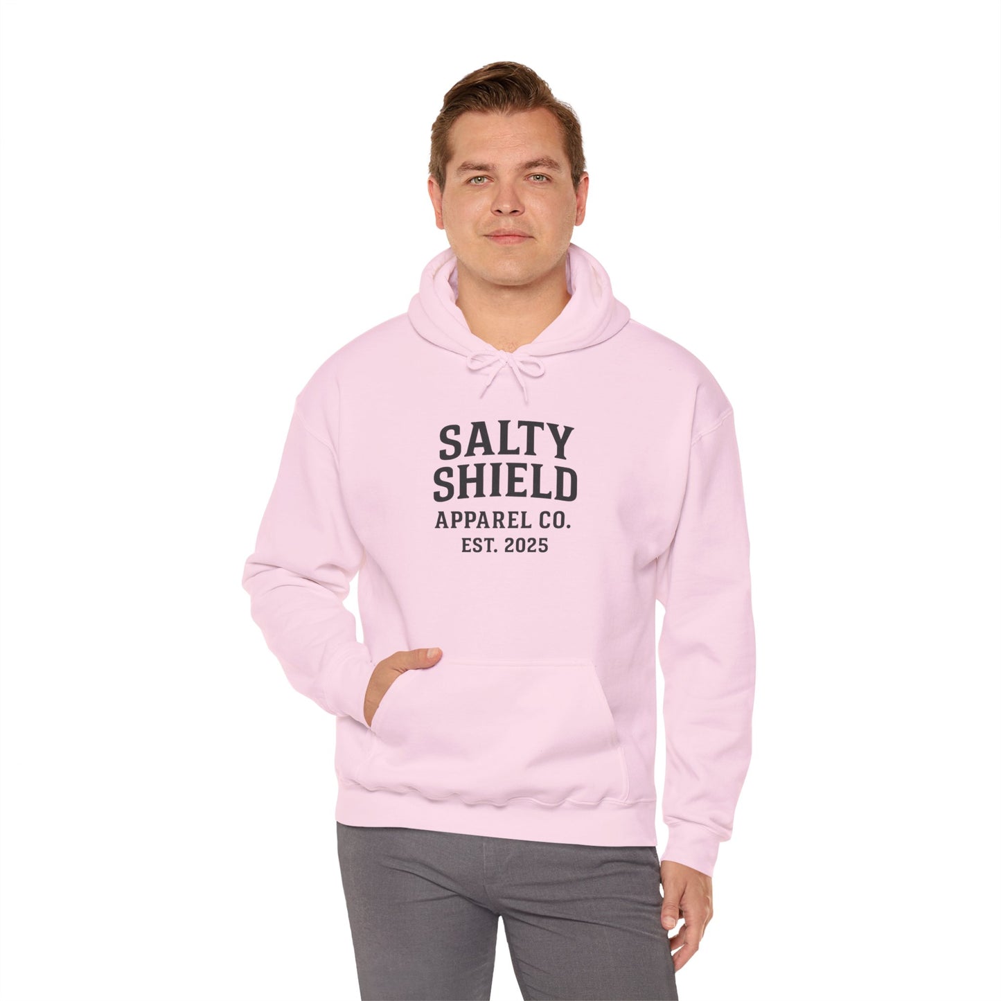 Salty Shield University Hoodie - Cozy Unisex Sweatshirt, Perfect for Casual Days, Gift for Friends, Summer Beach Vibes, Year-Round Comfort