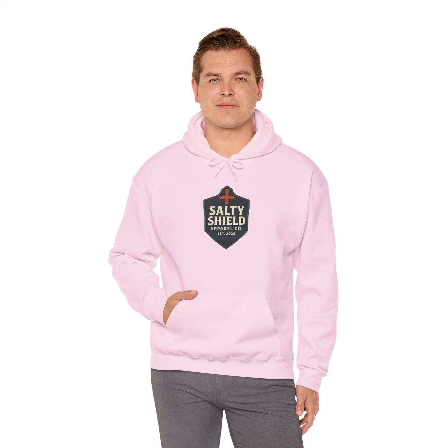 Salty Shield Unisex Hoodie, Casual Pullover, Gift for Him/Her, Cozy Sweatshirt, Everyday Wear, Christian Apparel