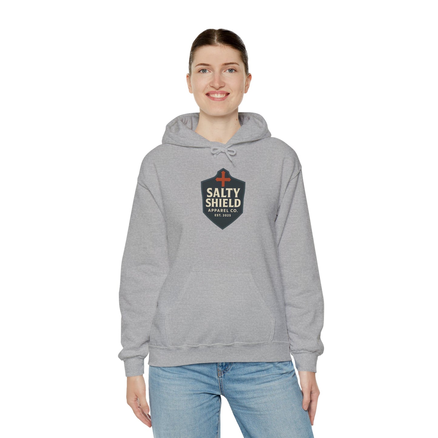 Salty Shield Unisex Hoodie, Casual Pullover, Gift for Him/Her, Cozy Sweatshirt, Everyday Wear, Christian Apparel