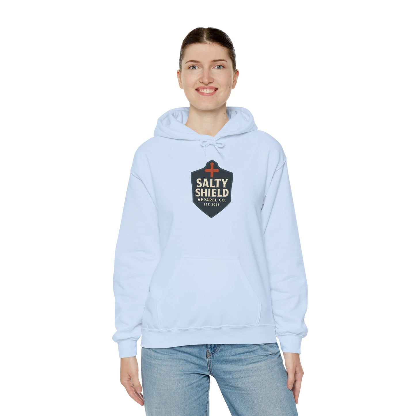 Salty Shield Unisex Hoodie, Casual Pullover, Gift for Him/Her, Cozy Sweatshirt, Everyday Wear, Christian Apparel