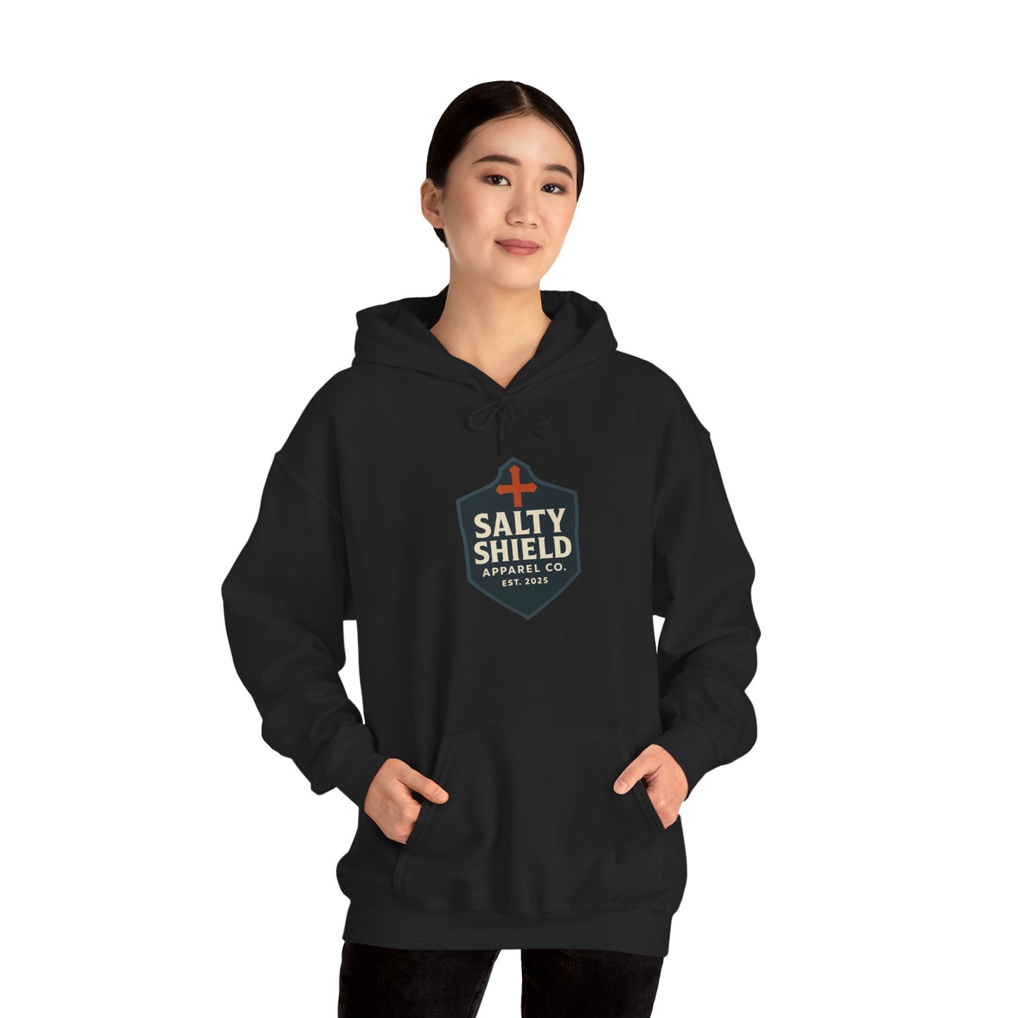 Salty Shield Unisex Hoodie, Casual Pullover, Gift for Him/Her, Cozy Sweatshirt, Everyday Wear, Christian Apparel