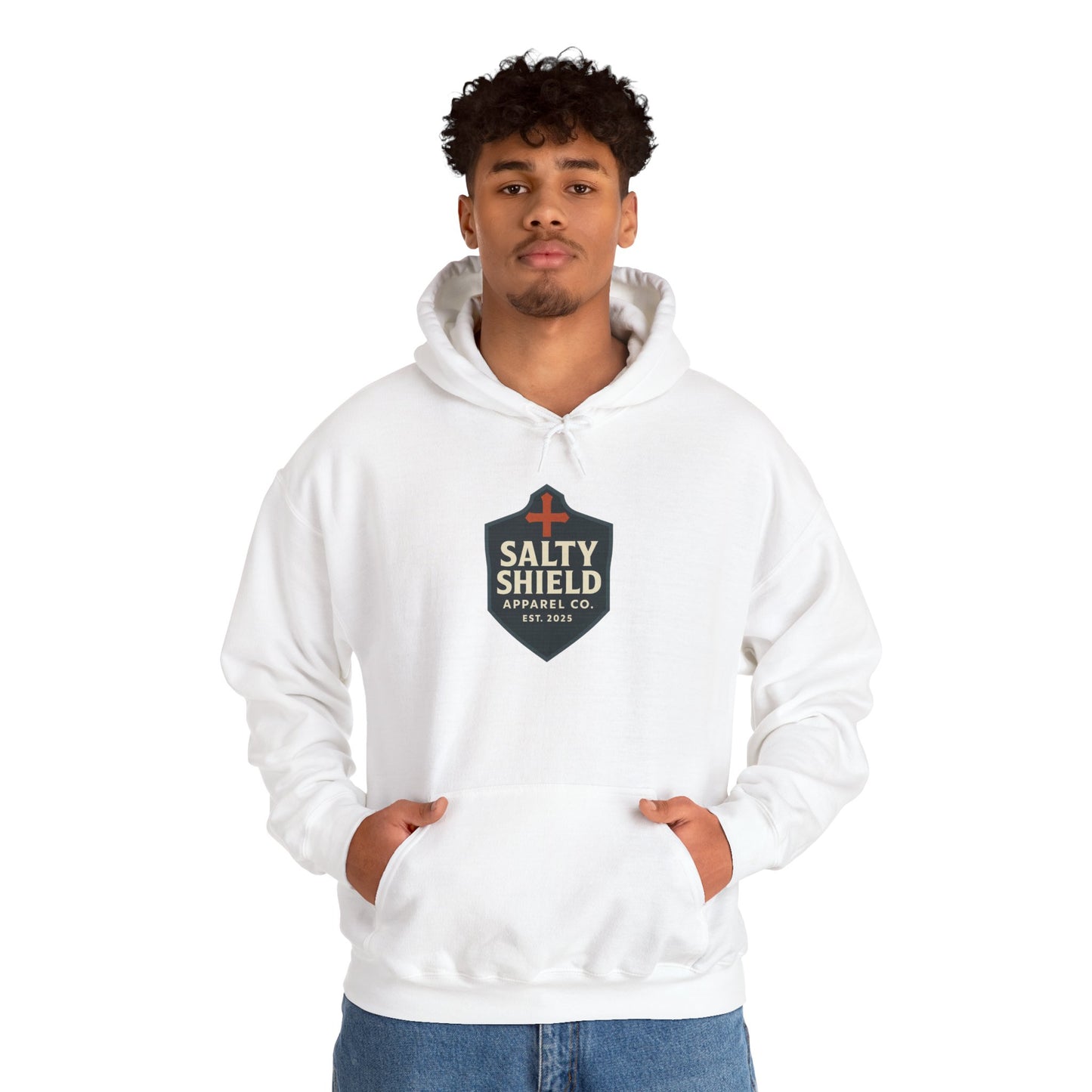 Salty Shield Unisex Hoodie, Casual Pullover, Gift for Him/Her, Cozy Sweatshirt, Everyday Wear, Christian Apparel