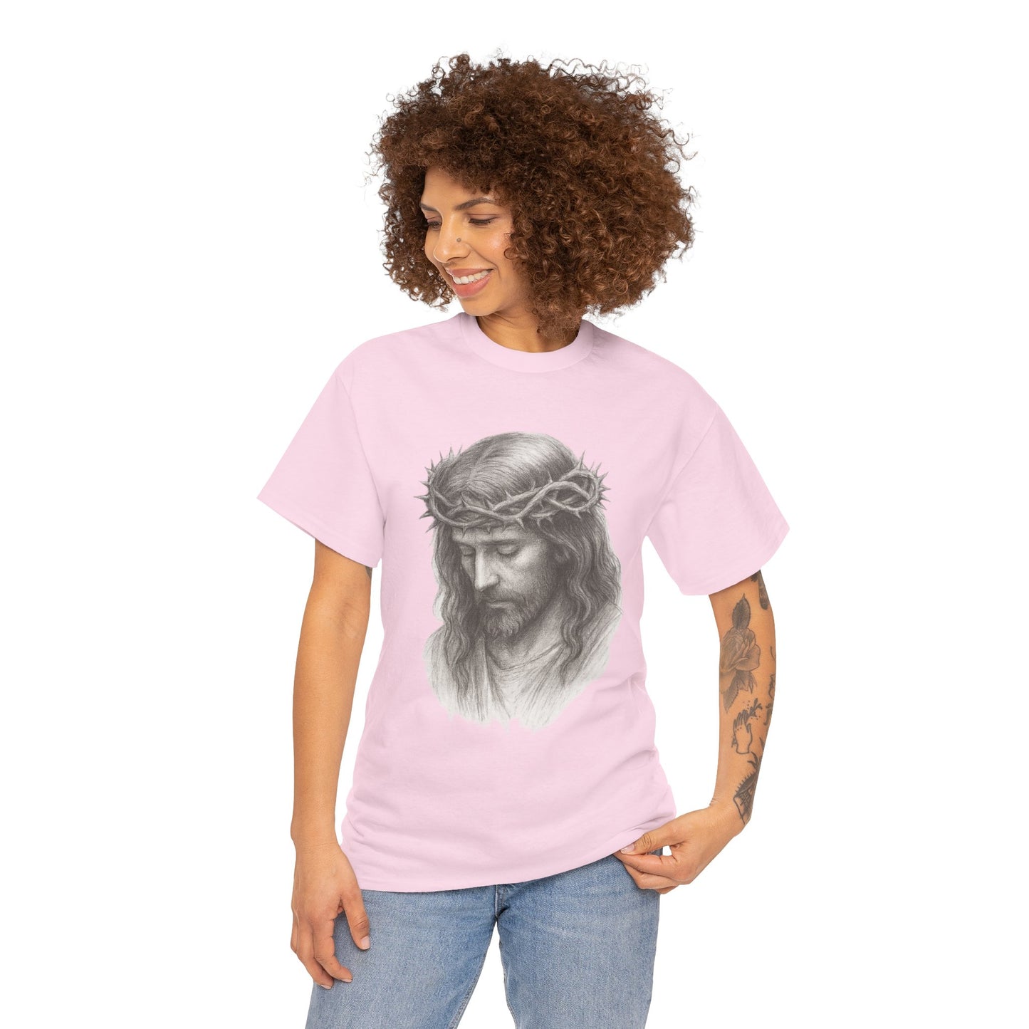 Jesus Crown of Thorns Unisex Heavy Cotton Tee, Faith T-Shirt, Christ Shirt, Religious Gift, Christian Apparel
