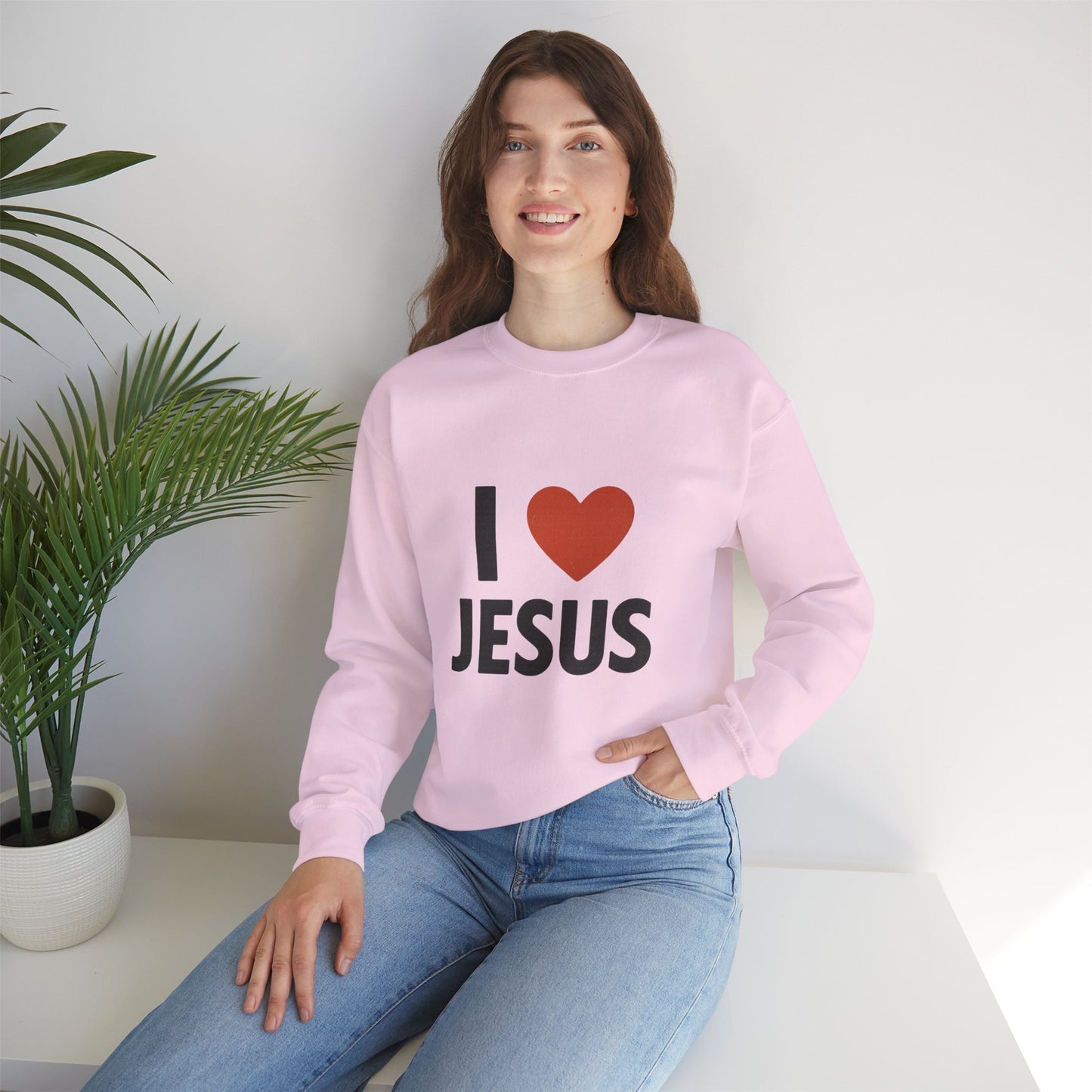 Religious Sweatshirt, Christian Crewneck Jumper, I Heart Jesus Comfy Shirt, Religious Gift, Unisex Religious Sweater, Christian Apparel
