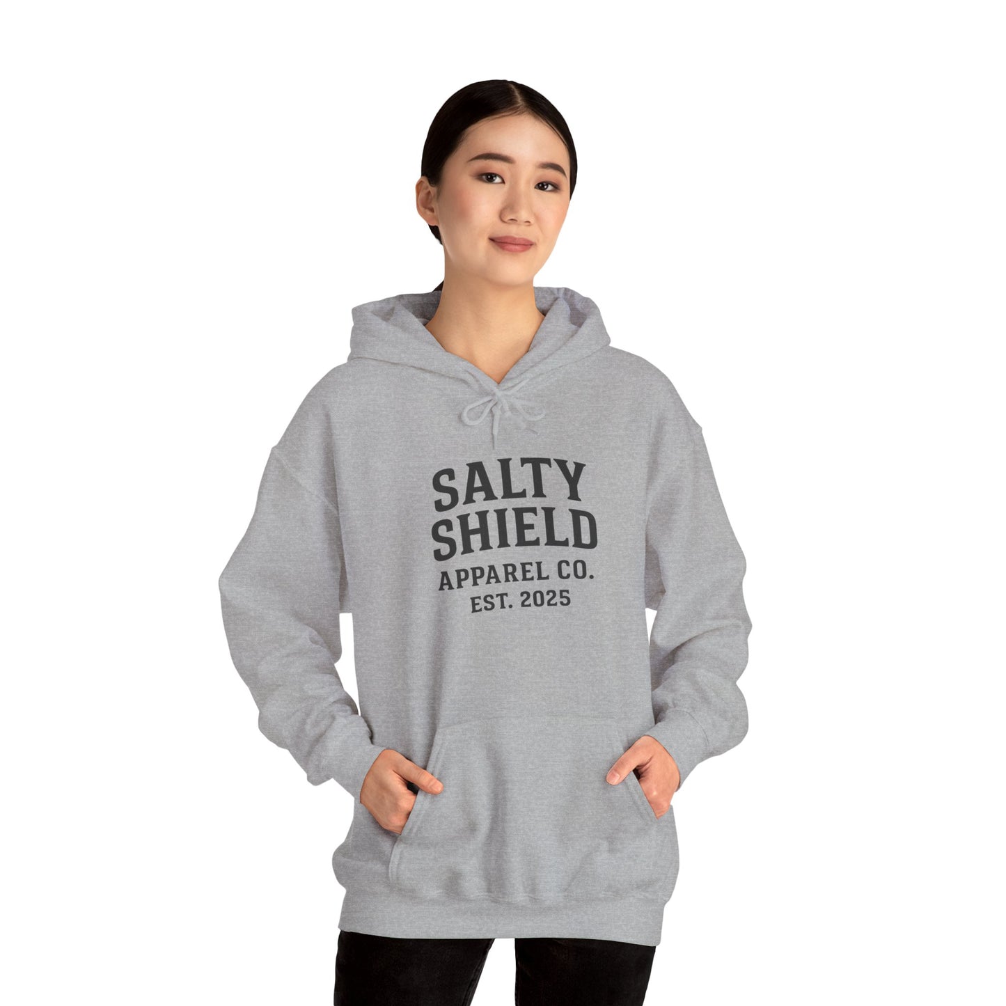 Salty Shield University Hoodie - Cozy Unisex Sweatshirt, Perfect for Casual Days, Gift for Friends, Summer Beach Vibes, Year-Round Comfort