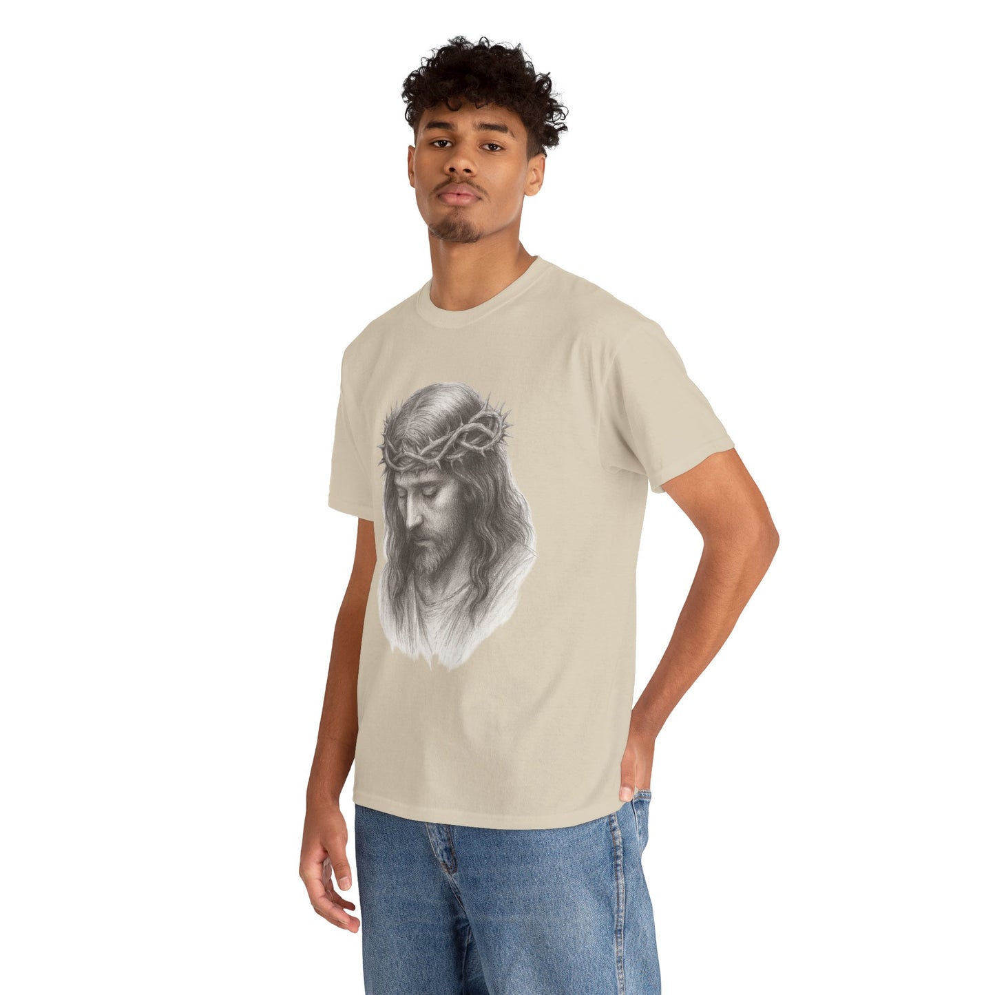 Jesus Crown of Thorns Unisex Heavy Cotton Tee, Faith T-Shirt, Christ Shirt, Religious Gift, Christian Apparel