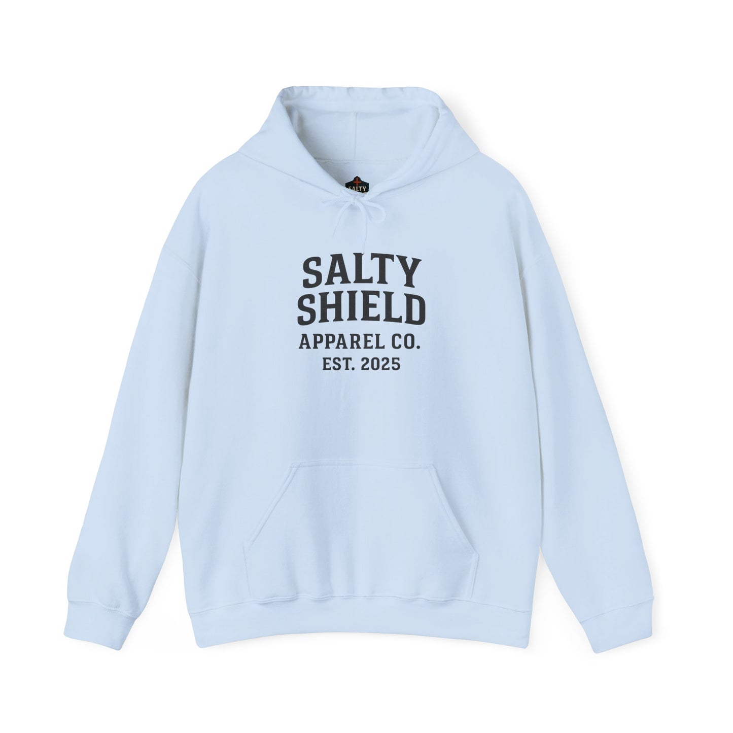 Salty Shield University Hoodie - Cozy Unisex Sweatshirt, Perfect for Casual Days, Gift for Friends, Summer Beach Vibes, Year-Round Comfort