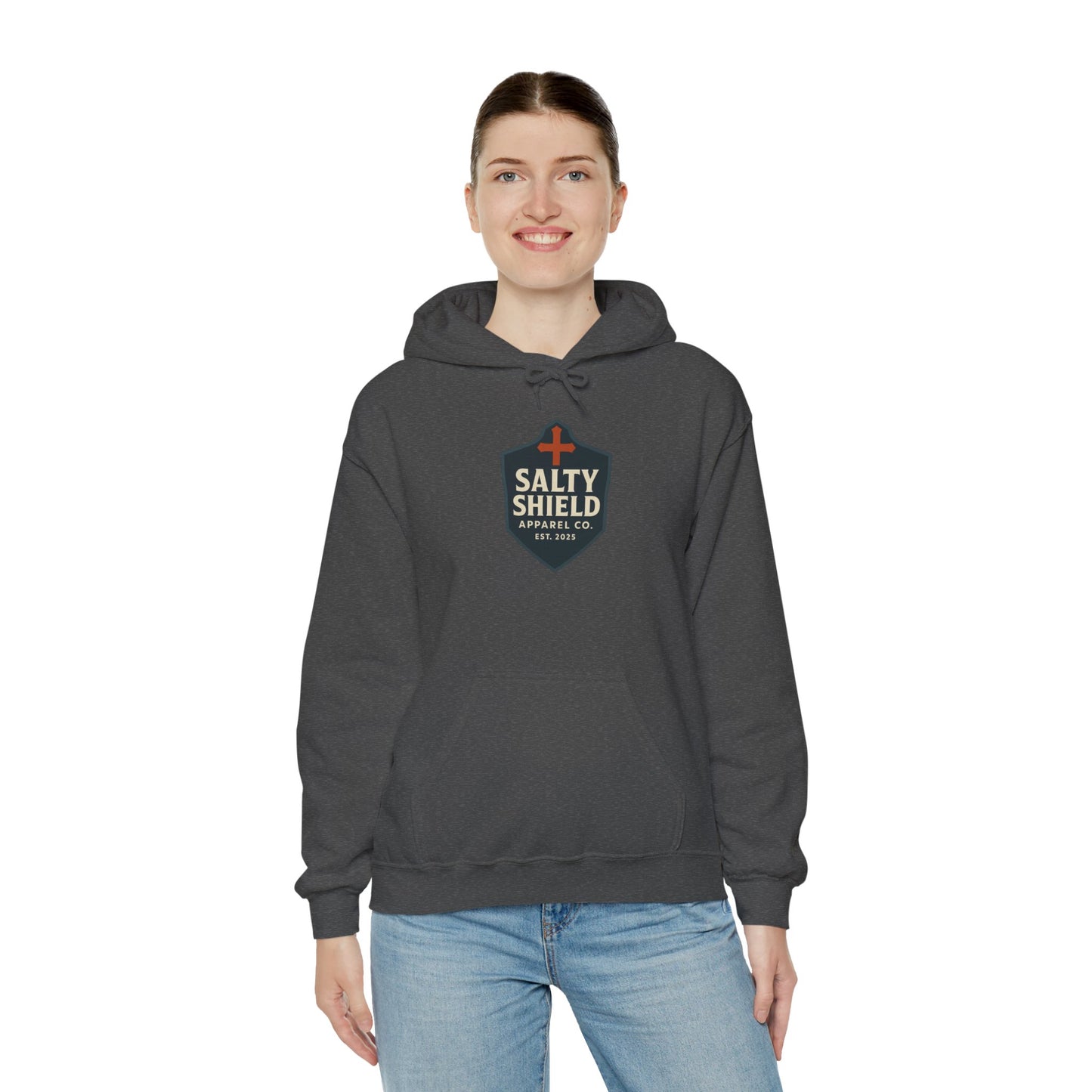 Salty Shield Unisex Hoodie, Casual Pullover, Gift for Him/Her, Cozy Sweatshirt, Everyday Wear, Christian Apparel