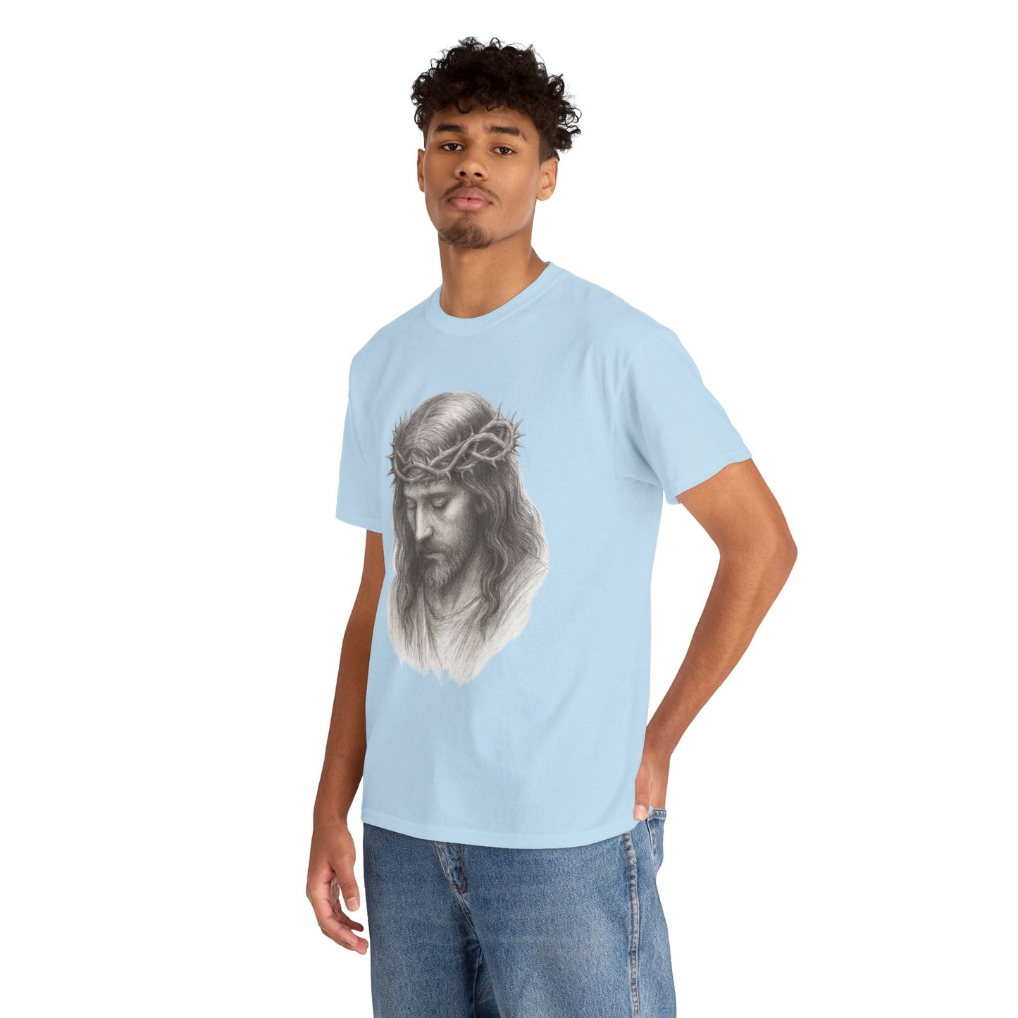 Jesus Crown of Thorns Unisex Heavy Cotton Tee, Faith T-Shirt, Christ Shirt, Religious Gift, Christian Apparel
