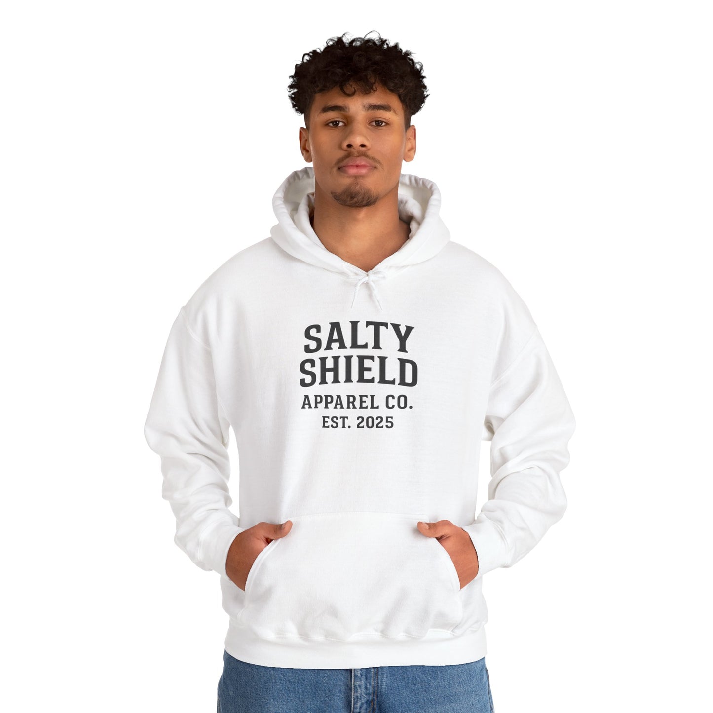 Salty Shield University Hoodie - Cozy Unisex Sweatshirt, Perfect for Casual Days, Gift for Friends, Summer Beach Vibes, Year-Round Comfort