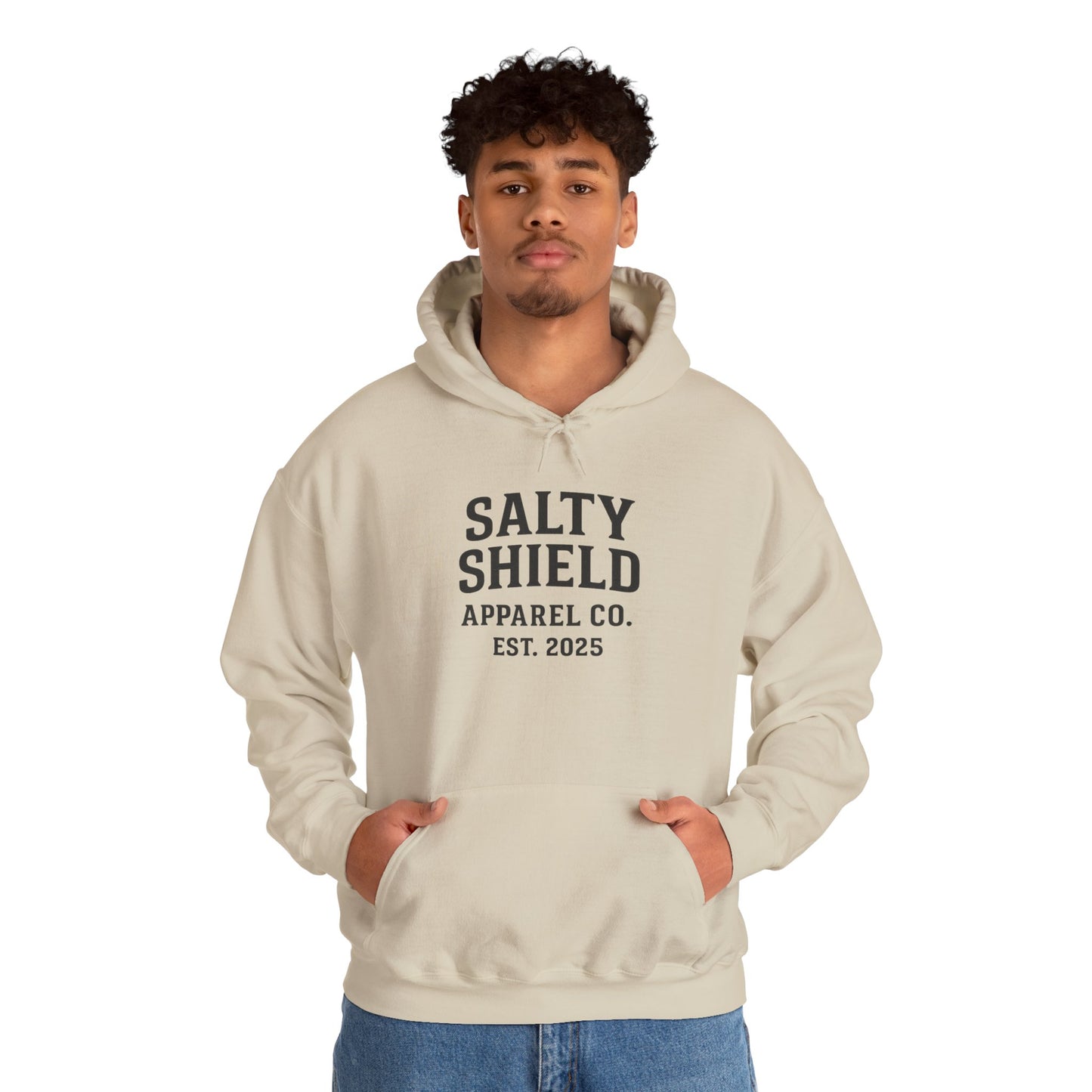 Salty Shield University Hoodie - Cozy Unisex Sweatshirt, Perfect for Casual Days, Gift for Friends, Summer Beach Vibes, Year-Round Comfort