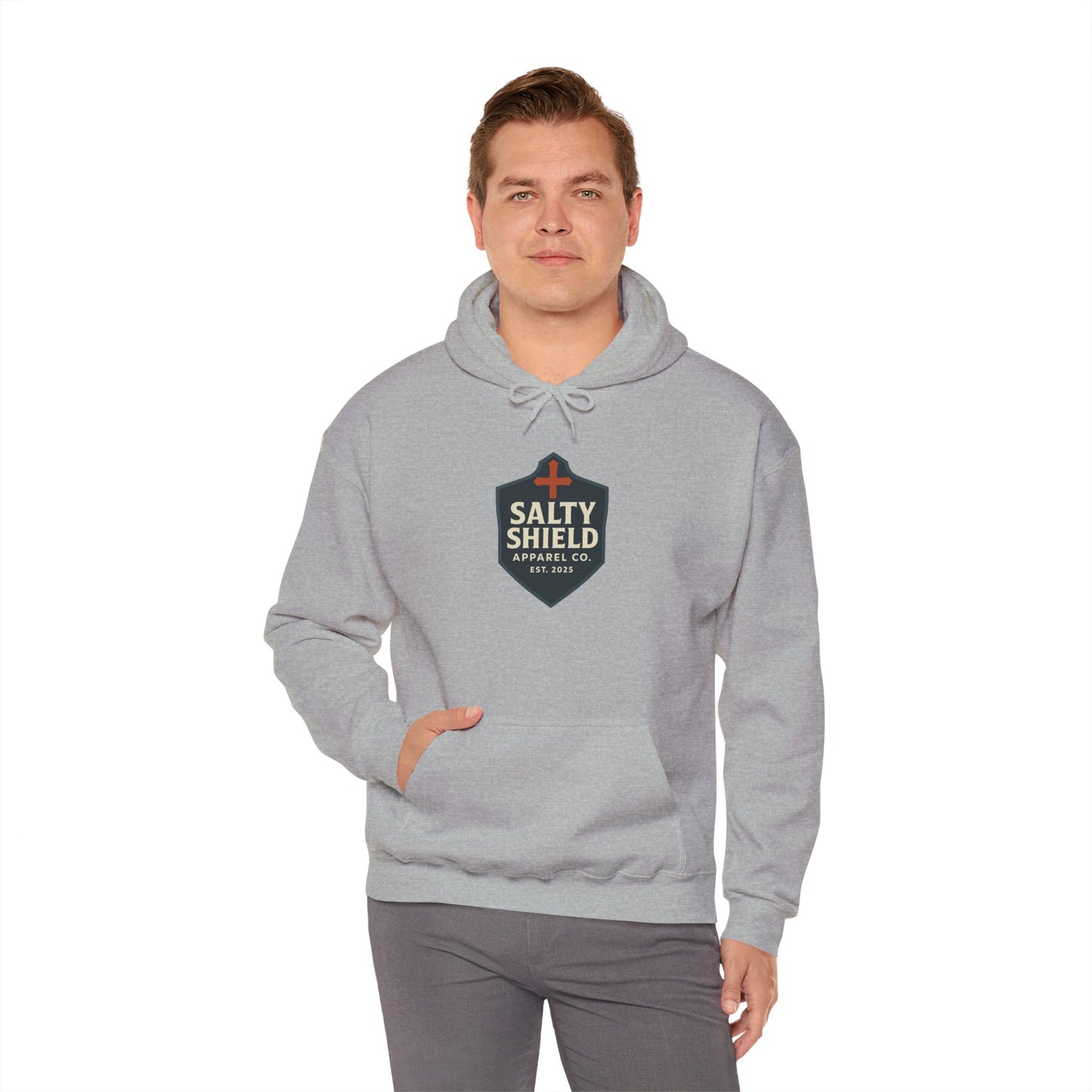 Salty Shield Unisex Hoodie, Casual Pullover, Gift for Him/Her, Cozy Sweatshirt, Everyday Wear, Christian Apparel