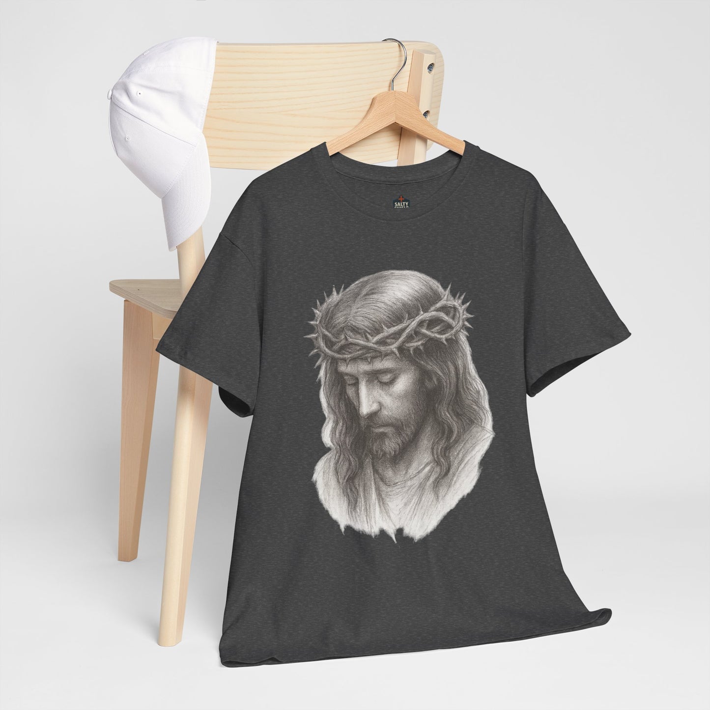 Jesus Crown of Thorns Unisex Heavy Cotton Tee, Faith T-Shirt, Christ Shirt, Religious Gift, Christian Apparel