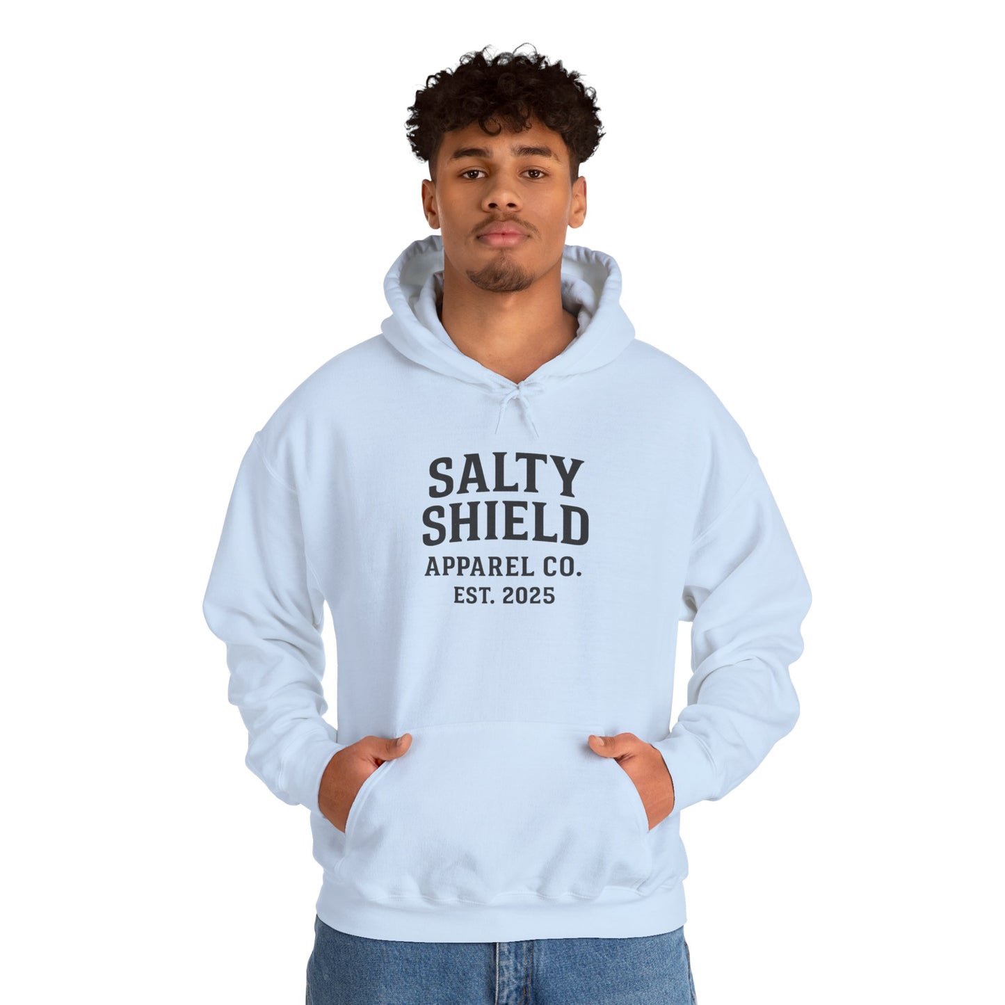 Salty Shield University Hoodie - Cozy Unisex Sweatshirt, Perfect for Casual Days, Gift for Friends, Summer Beach Vibes, Year-Round Comfort