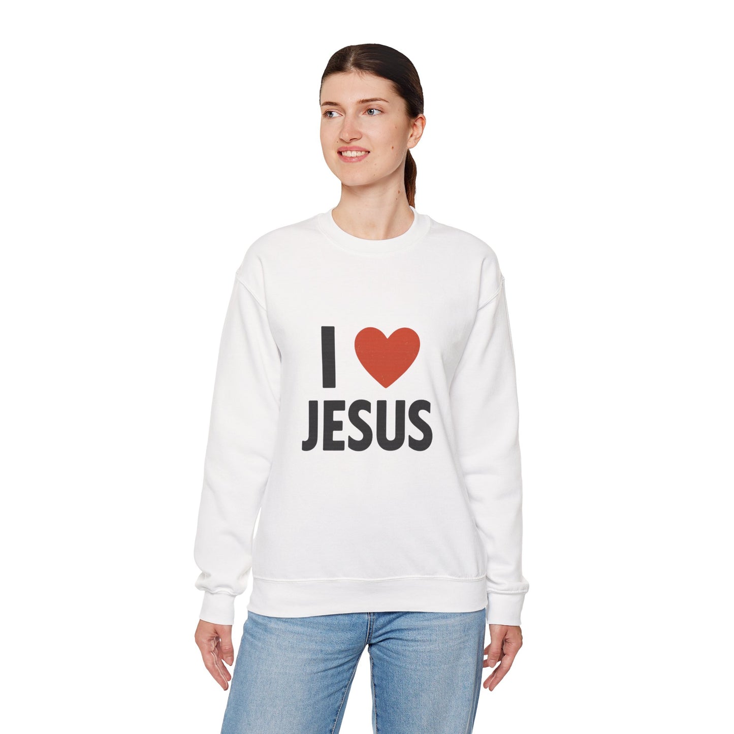 Religious Sweatshirt, Christian Crewneck Jumper, I Heart Jesus Comfy Shirt, Religious Gift, Unisex Religious Sweater, Christian Apparel
