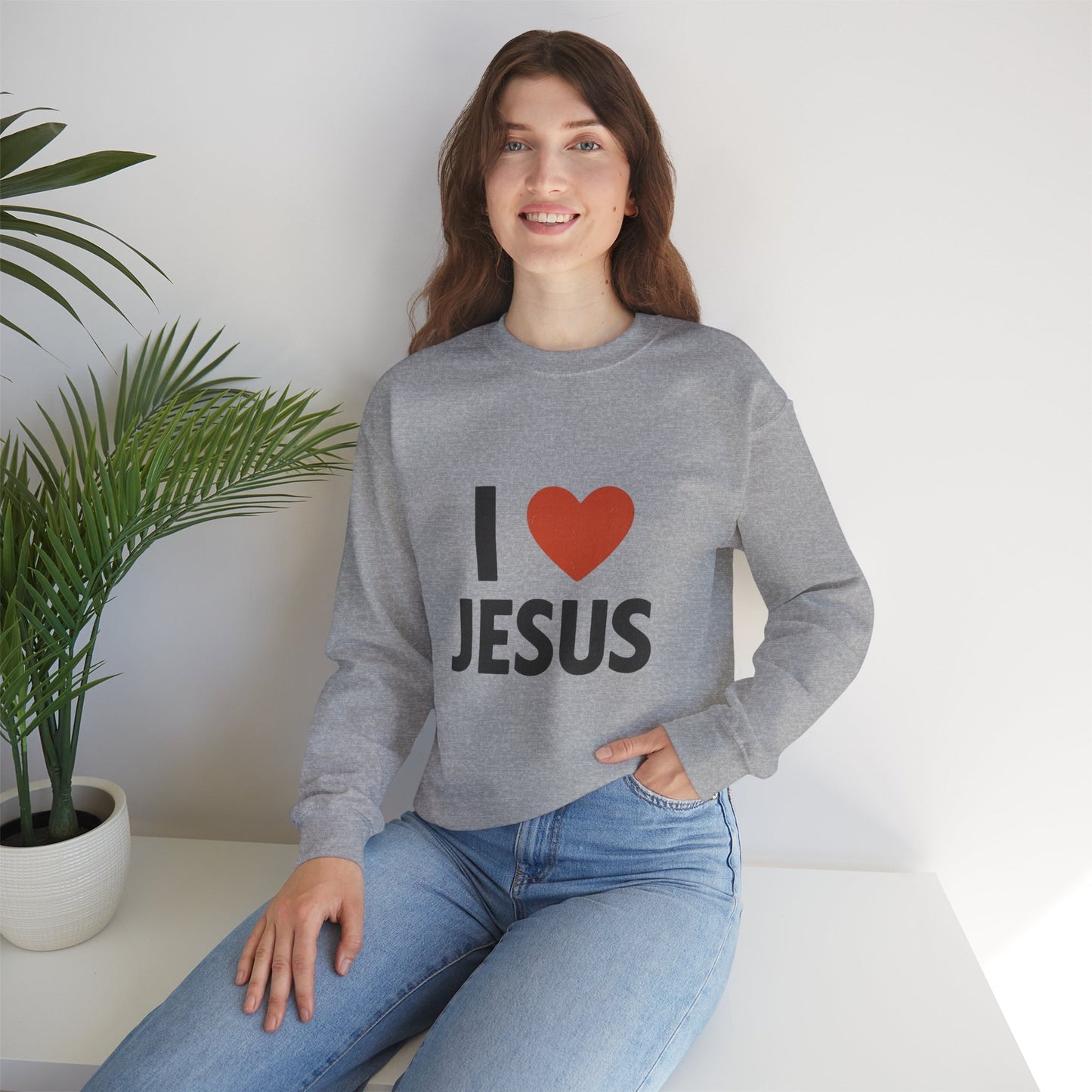 Religious Sweatshirt, Christian Crewneck Jumper, I Heart Jesus Comfy Shirt, Religious Gift, Unisex Religious Sweater, Christian Apparel