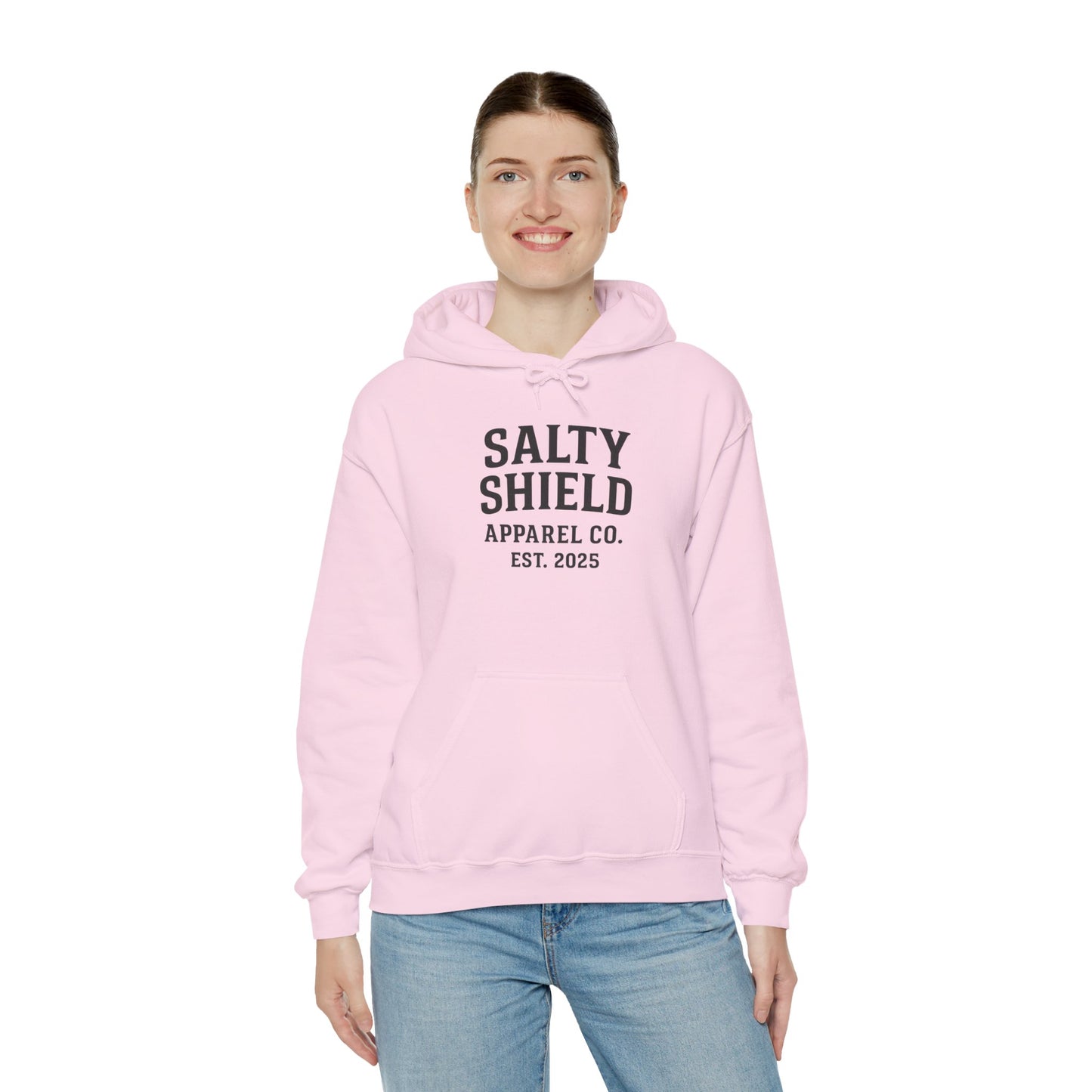 Salty Shield University Hoodie - Cozy Unisex Sweatshirt, Perfect for Casual Days, Gift for Friends, Summer Beach Vibes, Year-Round Comfort