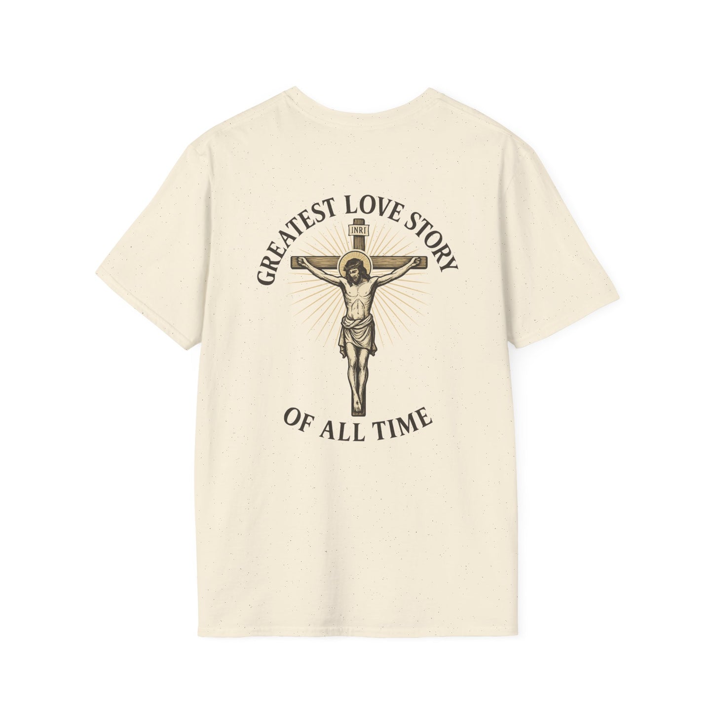 Religious Jesus Greatest Love Story Softstyle T-Shirt Tee Shirt Christian Apparel, Unisex Graphic Tee, Salty Shield Design