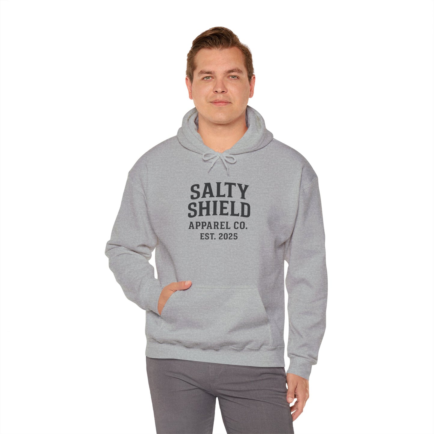 Salty Shield University Hoodie - Cozy Unisex Sweatshirt, Perfect for Casual Days, Gift for Friends, Summer Beach Vibes, Year-Round Comfort