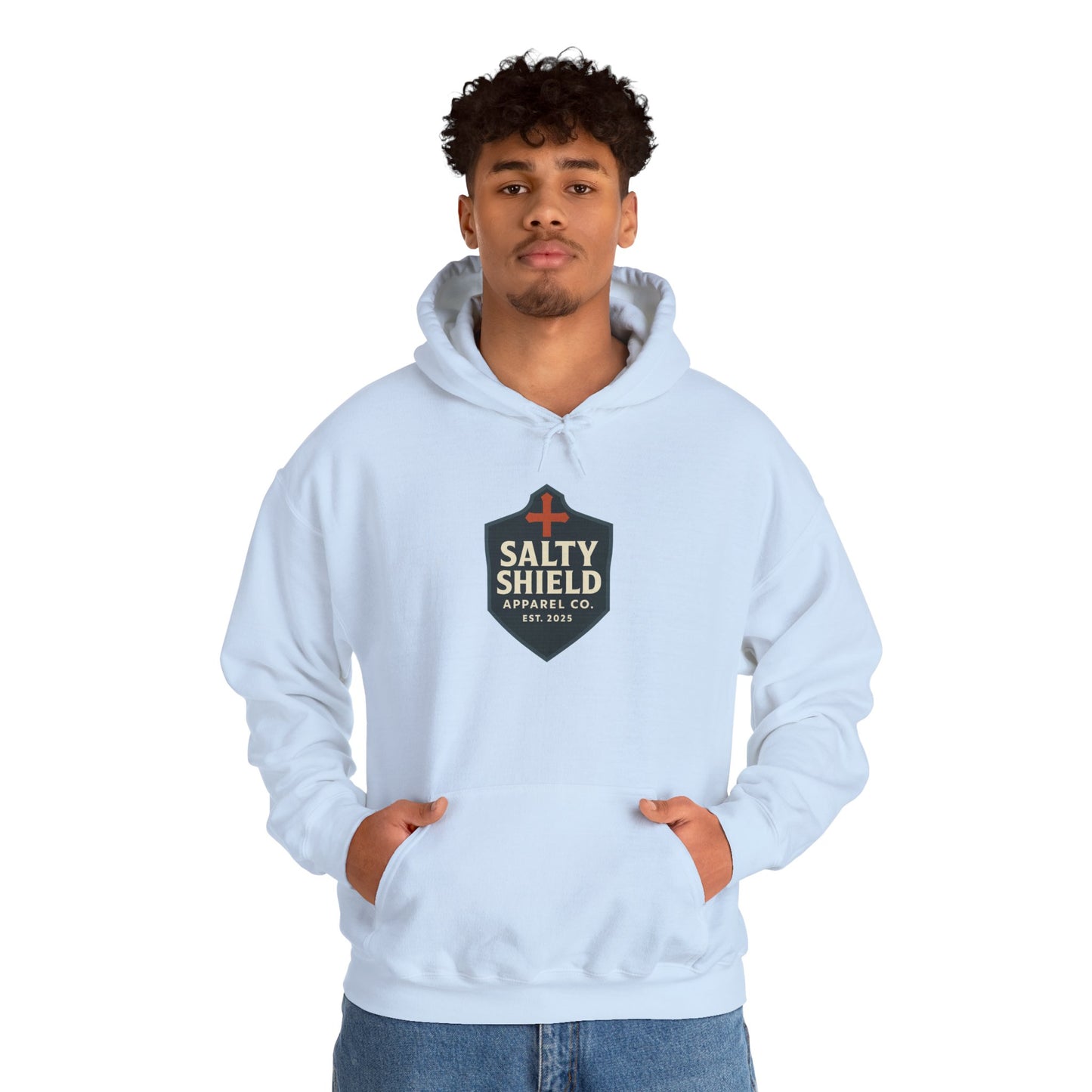Salty Shield Unisex Hoodie, Casual Pullover, Gift for Him/Her, Cozy Sweatshirt, Everyday Wear, Christian Apparel