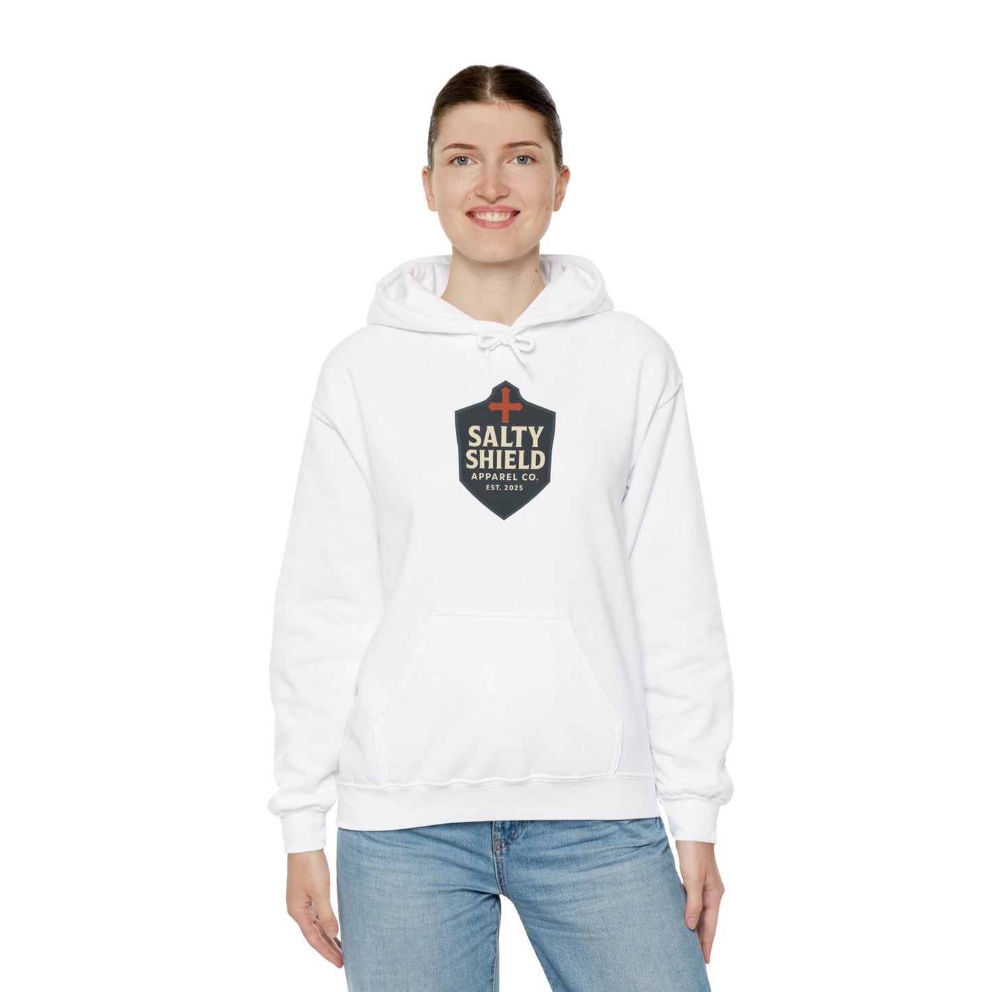 Salty Shield Unisex Hoodie, Casual Pullover, Gift for Him/Her, Cozy Sweatshirt, Everyday Wear, Christian Apparel