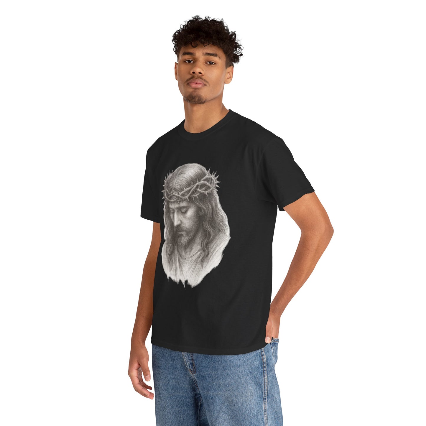 Jesus Crown of Thorns Unisex Heavy Cotton Tee, Faith T-Shirt, Christ Shirt, Religious Gift, Christian Apparel