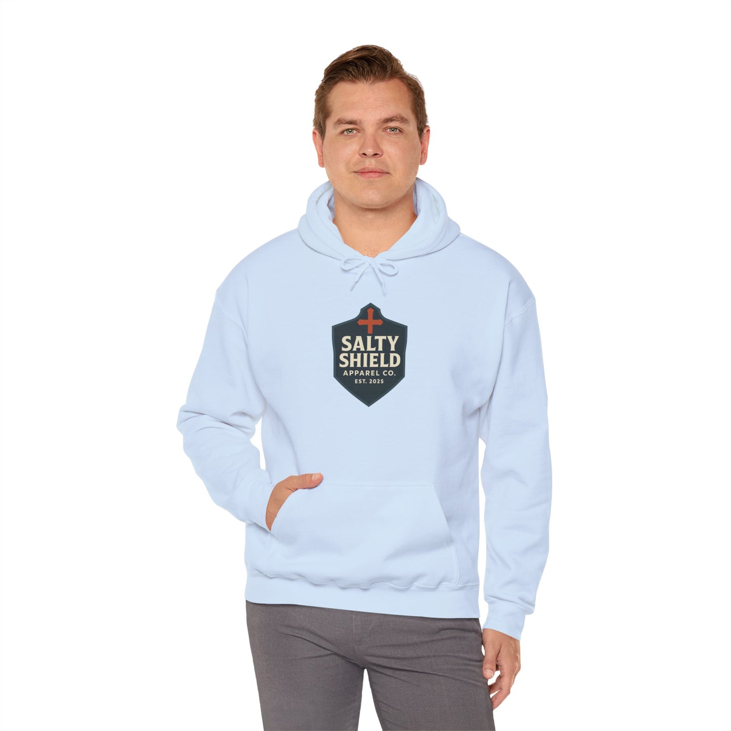 Salty Shield Unisex Hoodie, Casual Pullover, Gift for Him/Her, Cozy Sweatshirt, Everyday Wear, Christian Apparel