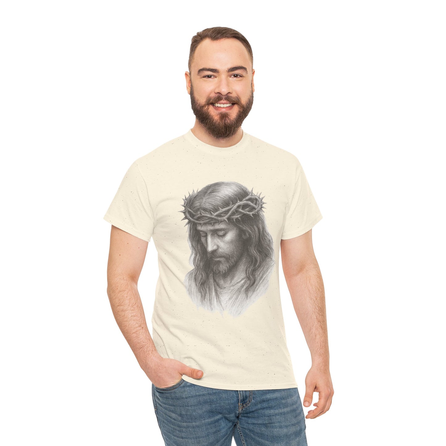Jesus Crown of Thorns Unisex Heavy Cotton Tee, Faith T-Shirt, Christ Shirt, Religious Gift, Christian Apparel