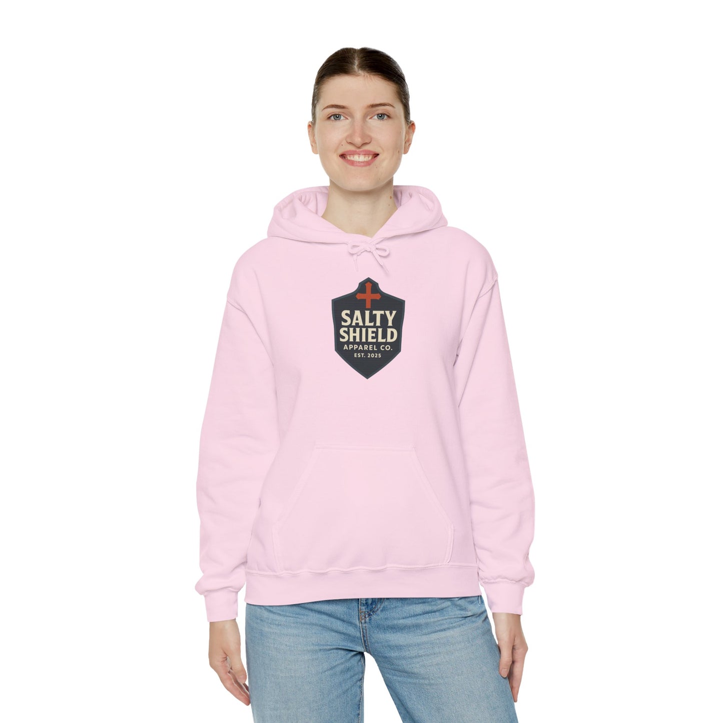 Salty Shield Unisex Hoodie, Casual Pullover, Gift for Him/Her, Cozy Sweatshirt, Everyday Wear, Christian Apparel
