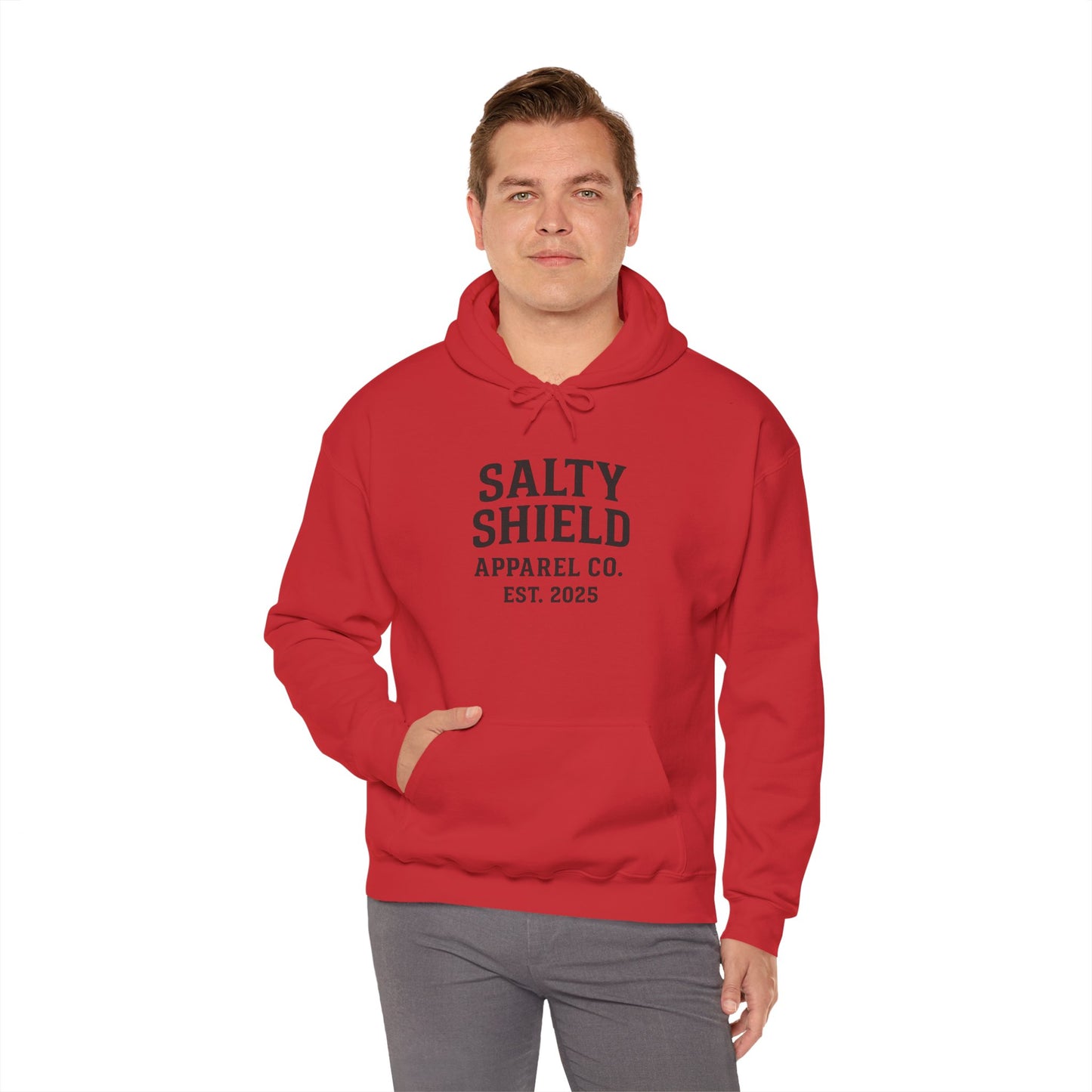 Salty Shield University Hoodie - Cozy Unisex Sweatshirt, Perfect for Casual Days, Gift for Friends, Summer Beach Vibes, Year-Round Comfort