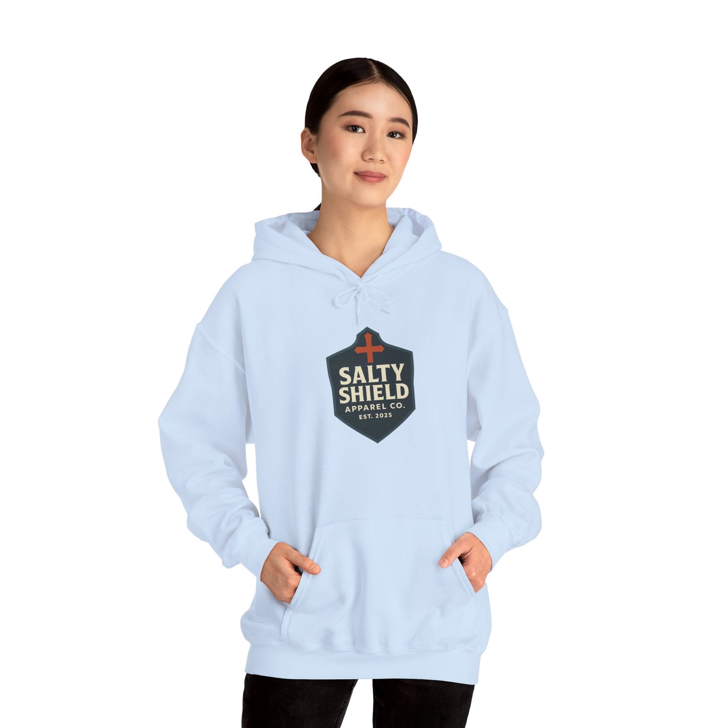 Salty Shield Unisex Hoodie, Casual Pullover, Gift for Him/Her, Cozy Sweatshirt, Everyday Wear, Christian Apparel